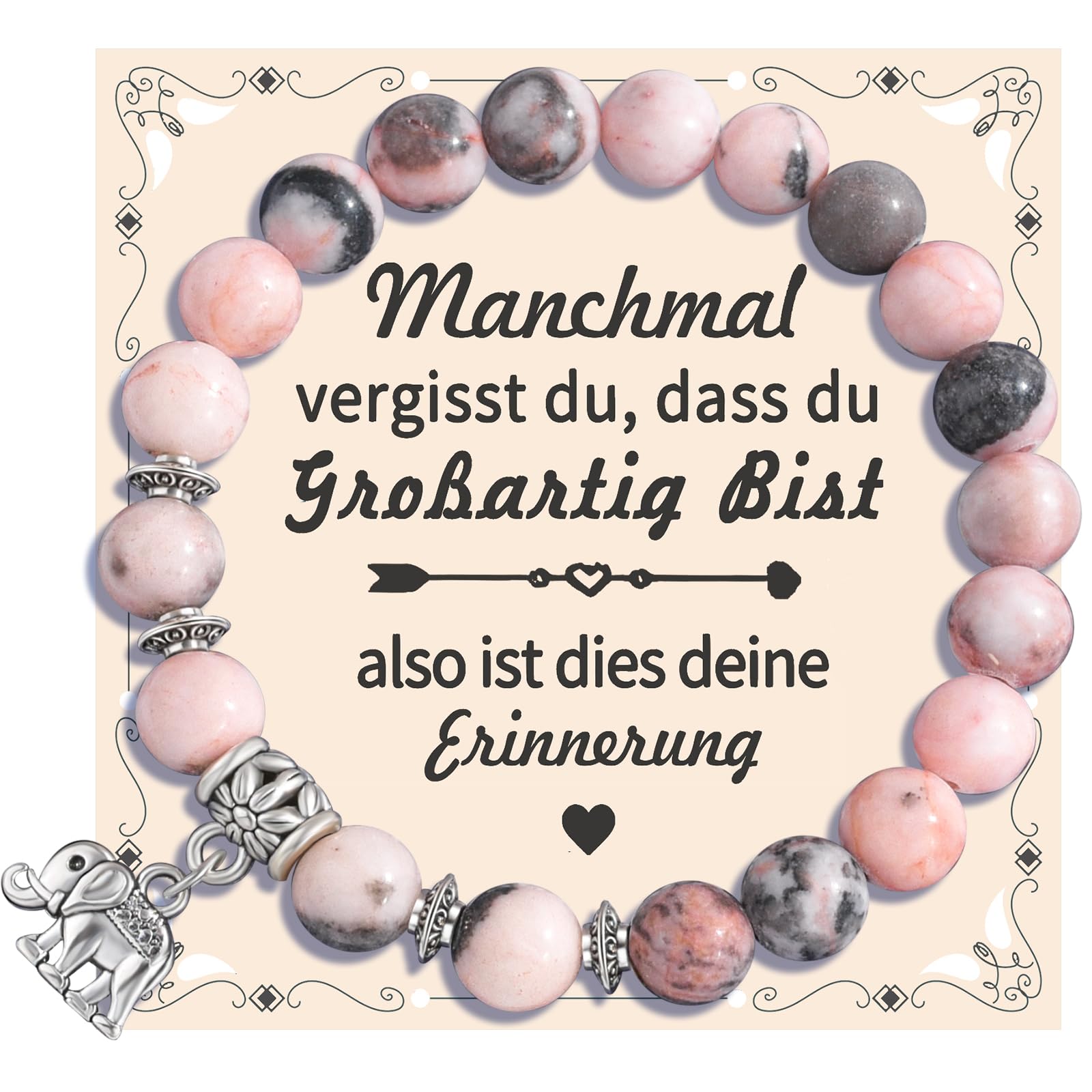 QianSiLi Schöne Geschenke für Frauen,Armband Damen Perlen,Elefant,Geburtstagsgeschenk für Frauen Geschenk für Freundin,Beste Freundin,Oma,Schwester,Tante,Mama,kollegin,schwiegermutter,bff