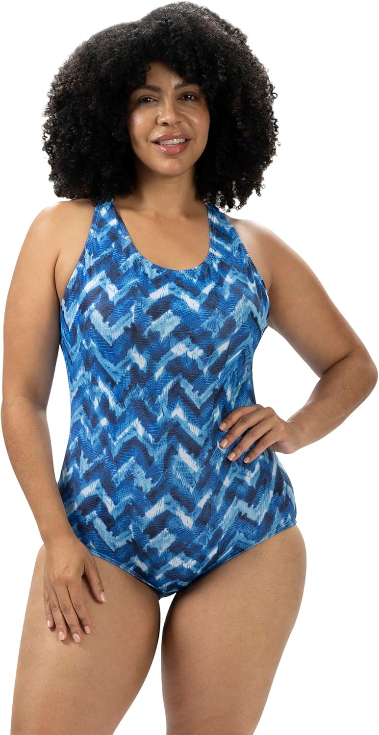 Dolfin Aquashape Women's One Piece Swimsuit - Print Conservative Cut Athletic Lap Suit
