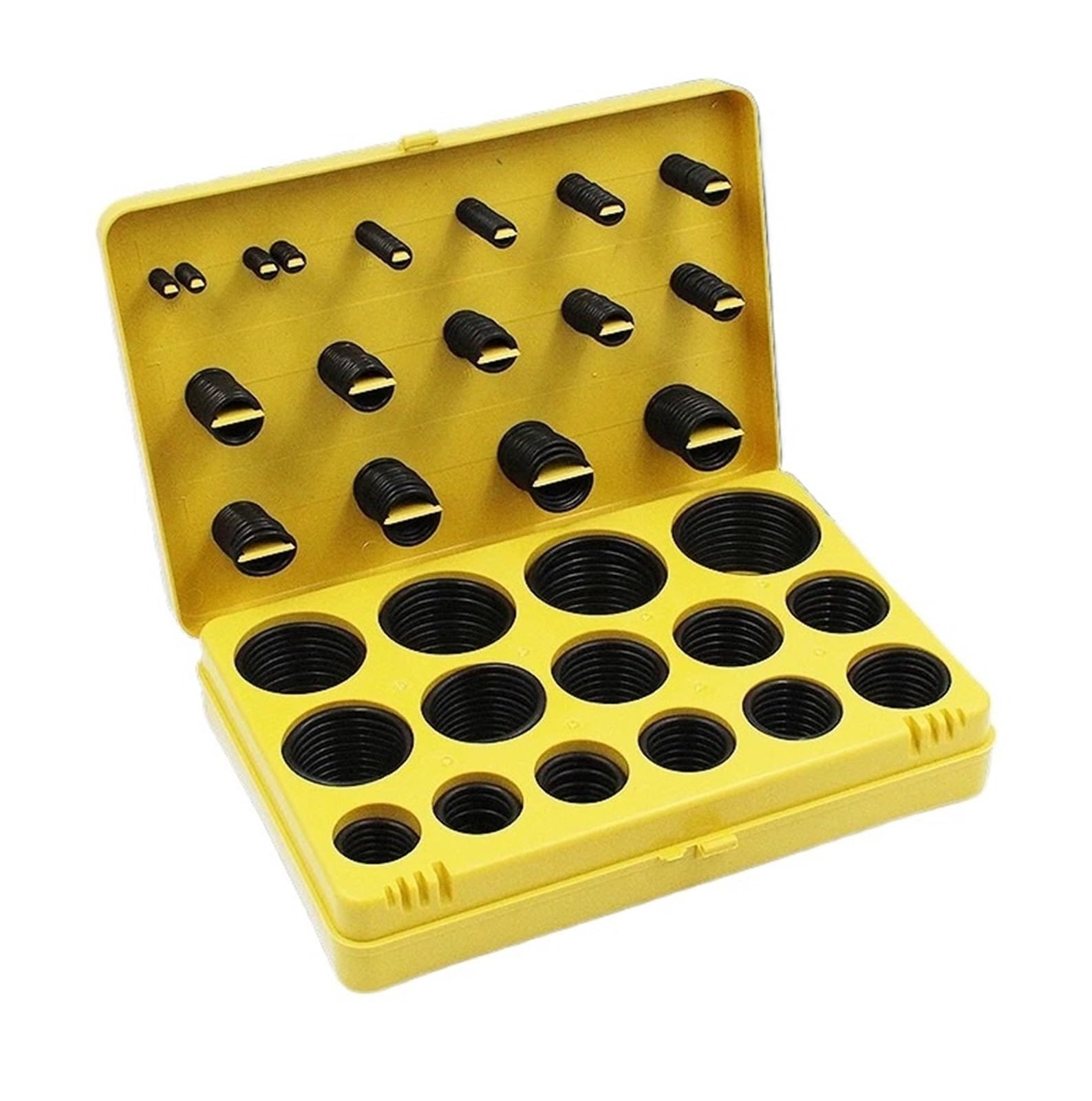 Zestaw pierścieni z gumy fluorowanej 390 PC FKM 30 rozmiarów gumowa uszczelka Orings podkładka o-ring zestaw asortyment box (BFB-390Yellow)