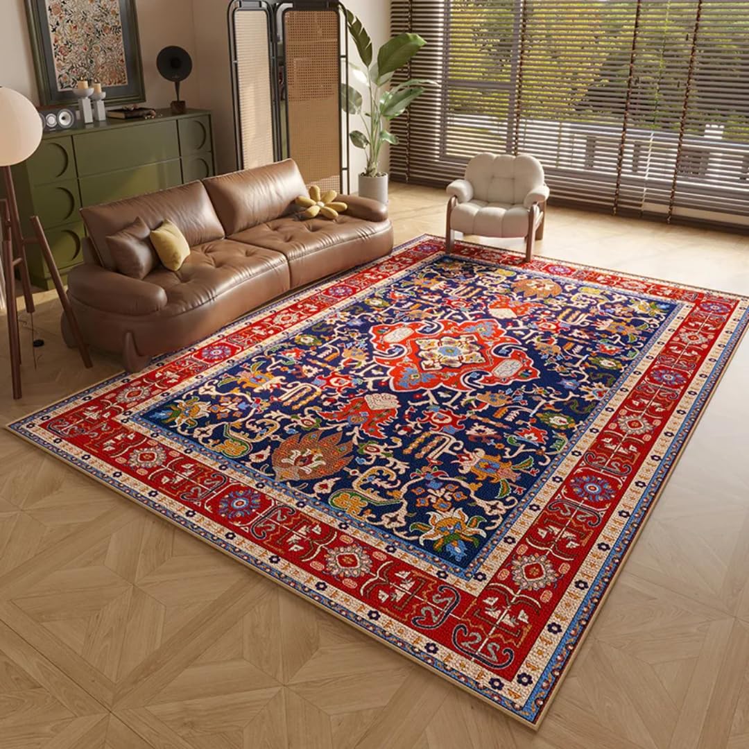 Tapis de salon américain rétro 140x200 cm lavable et doux pour chambre J