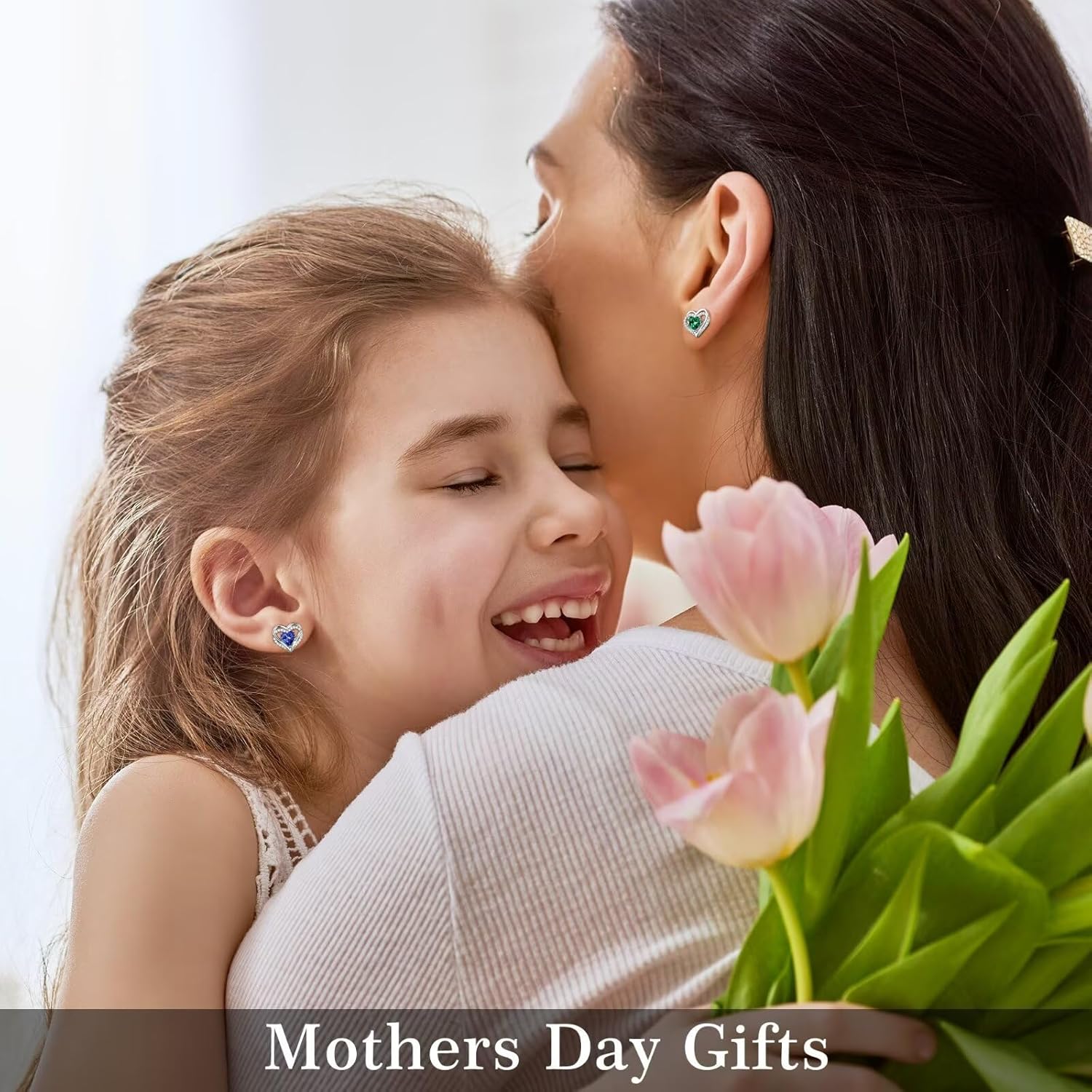 Iefil Birthstone Earrings for Women - 925 Sterling Silver Heart Stud Earrings Birthday Gifts for Women - Image 7