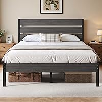 Fluest Queen Metal Bed Frame with Headboard, Footboard & 12.6" Underbed Storage - Noise-Free, 800lbs Support, No Box Spring, Easy Assembly, Vintage Grey