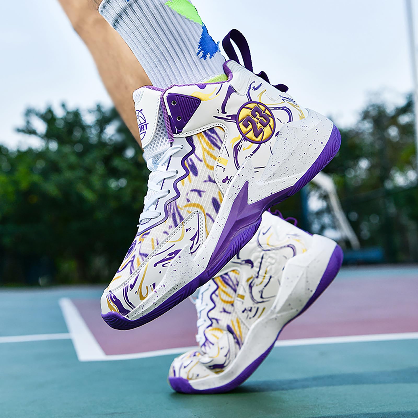 Männer Basketball Schuhe No-Rutsch Atmungsaktive Outdoor Schuhe für Frauen Mode Graffiti Training Schuhe