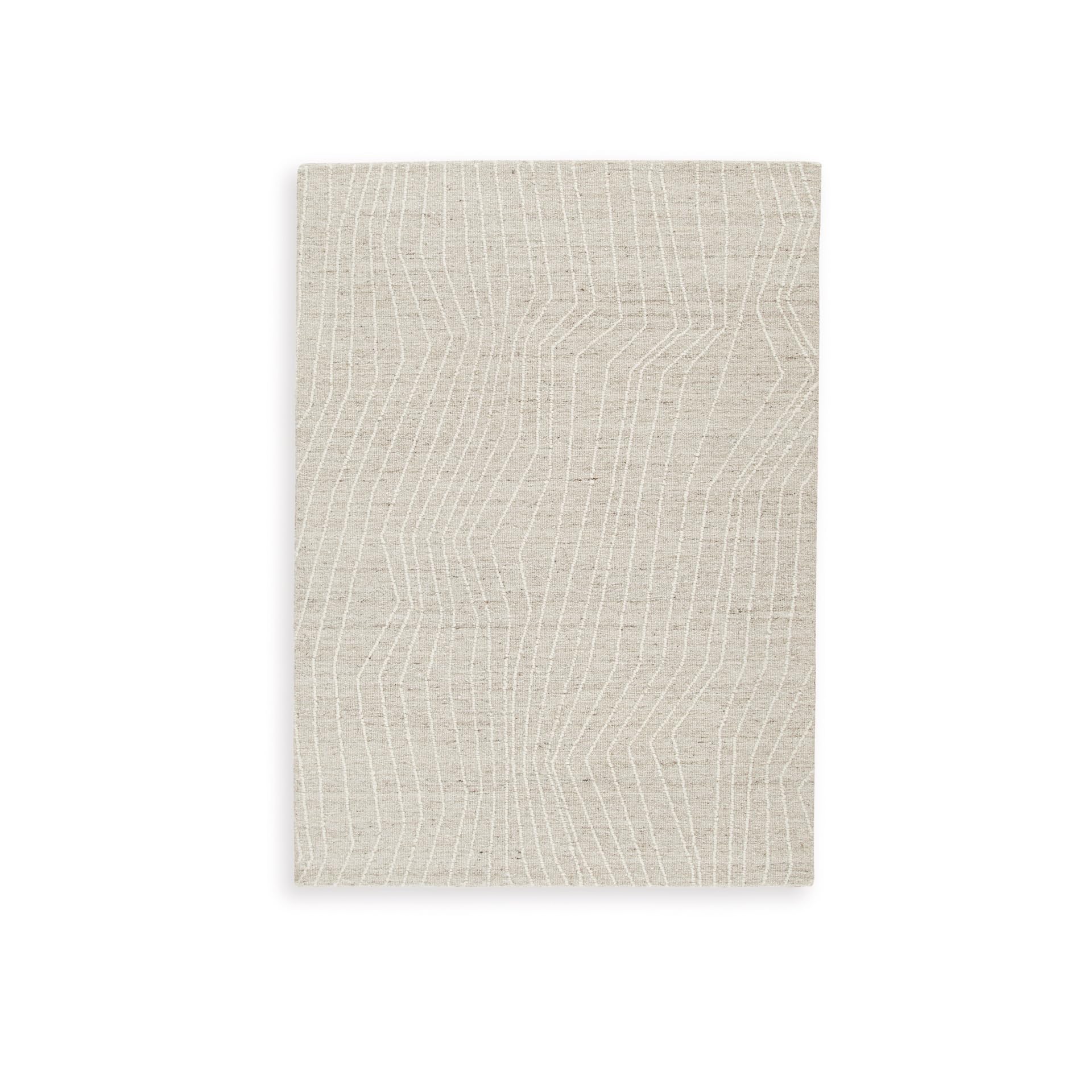 Signature Design by Ashley Varahill Minimalist Indoor Striped Handmade 5 x 7 Rug, Beige & Gray
