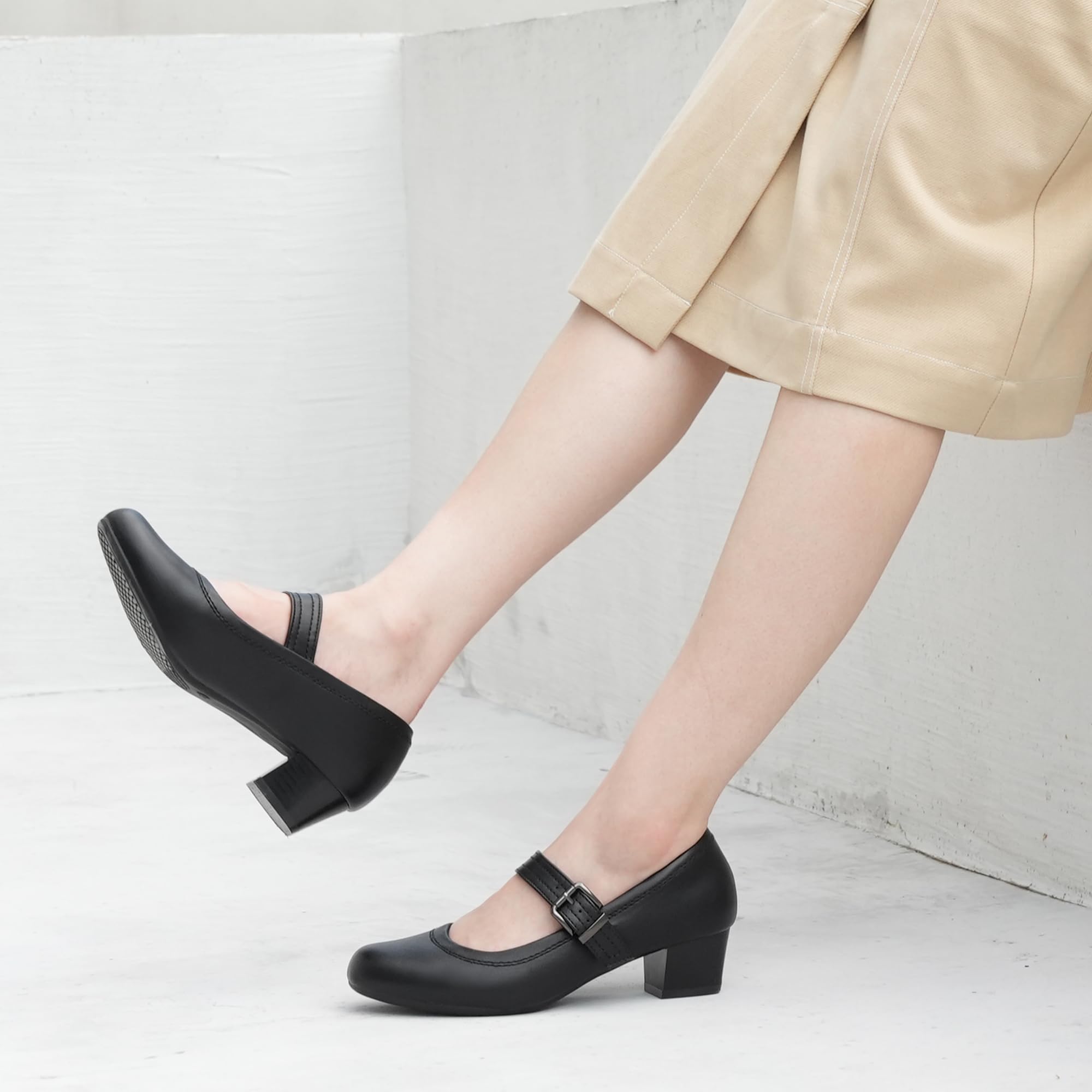 Ortho + Rest Damen Mary Janes Pumps für Hallux Valgus Orthopädische Kleid Schuhe Low Chunky Heels Trachtenschuhe