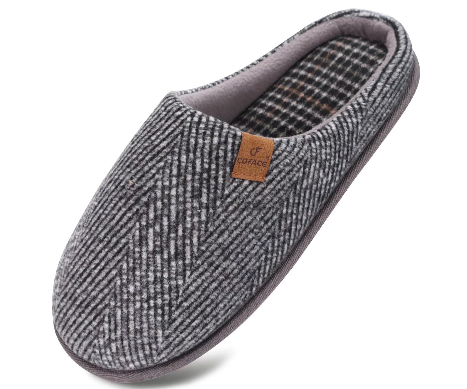 COFACE Mens Memory Foam House Slippers Slip On Cozy Scuff Shoes Indoor Outdoor with Arch Support Size 7-15