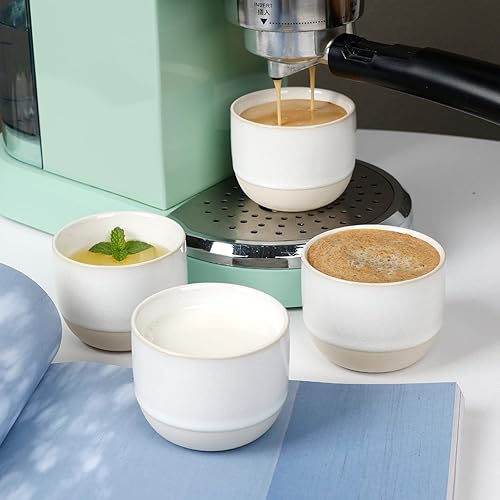 Vista 34 de Juego de tazas de café de cerámica, tazas de café One Shot, tazas de café pequeñas de doble pared Demitasse para expreso, juego de tazas de café