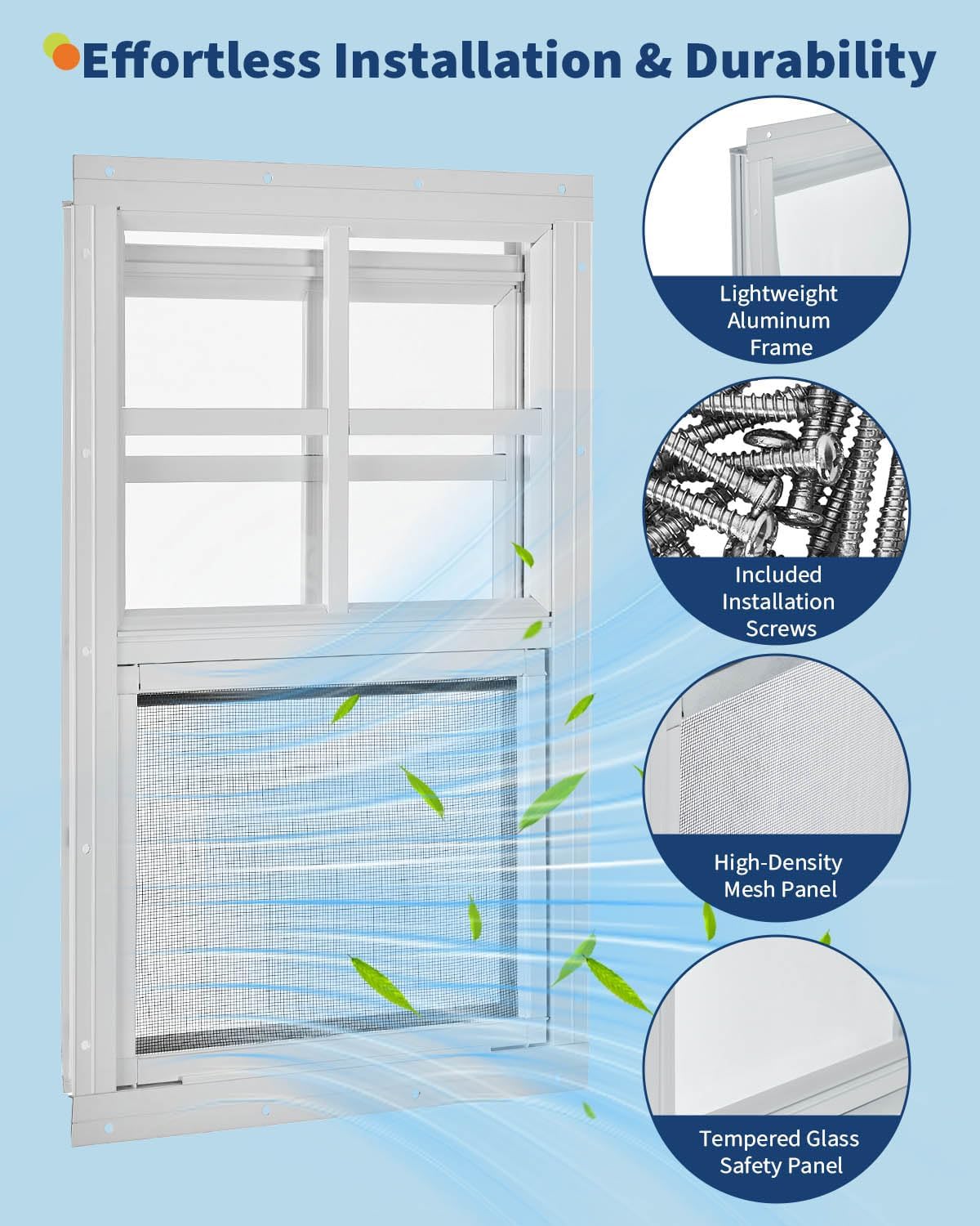 14x21 Inch Aluminum Shed Window 1 Pack, Flush Mount Sliding Window with Tempered Glass & Screen for Shed, Chicken Coop, Playhouse, Garage Ventilation