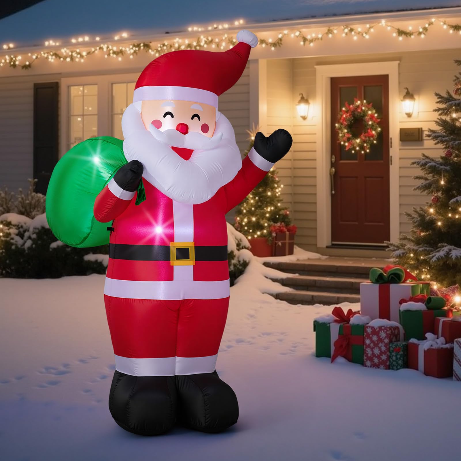 183CM/6FT Père Noël Gonflable avec Lumières LED, Décoration de Jardin, Utilisation Intérieure et Extérieure, Décoration de Noël