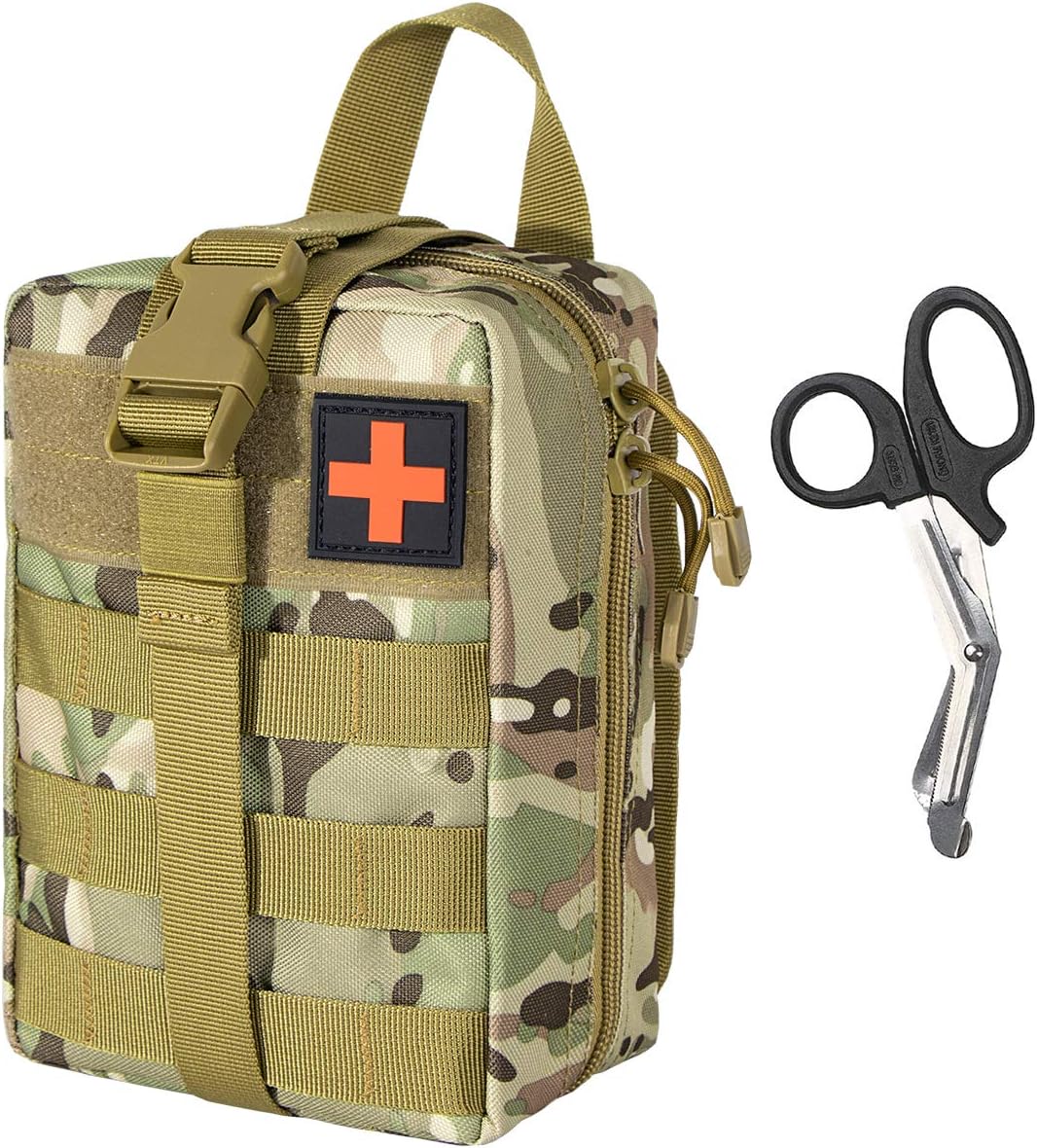 IronSeals Tactical Molle Quick Rip-Away EMT EDC Pouch High Capacity Roomy Sturdy Medical First Aid Kit IFAK Belt Pouch with Shears