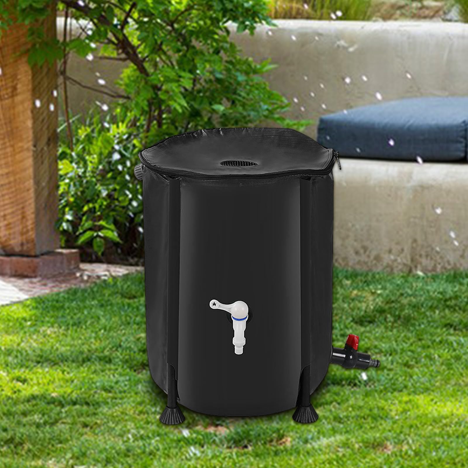 Barril para la Recogida de Agua de Lluvia, barriles para la Lluvia | Colector de agua de lluvia | Depósito de agua robusto y portátil de 200 litros, resistente a la intemperie, contenedor antill