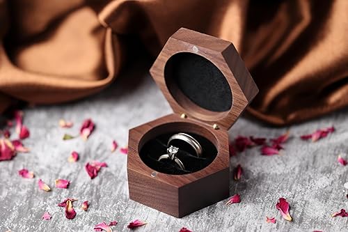 Vista 4 de Personalized Wedding Ring Box for wedding Ceremony, Custom Double Ring Holder - By NorthStar Engraving