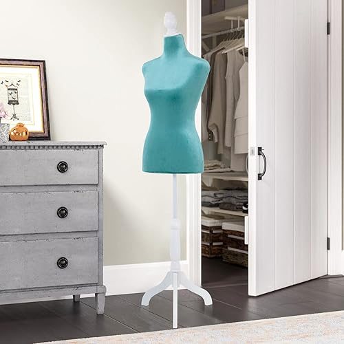 Miniatura 3 de Maniquí de cuerpo para vestido con forma de torso, maniquí femenino de 49.6-63.4 pulgadas, altura ajustable, trípode de madera, soporte de trípode