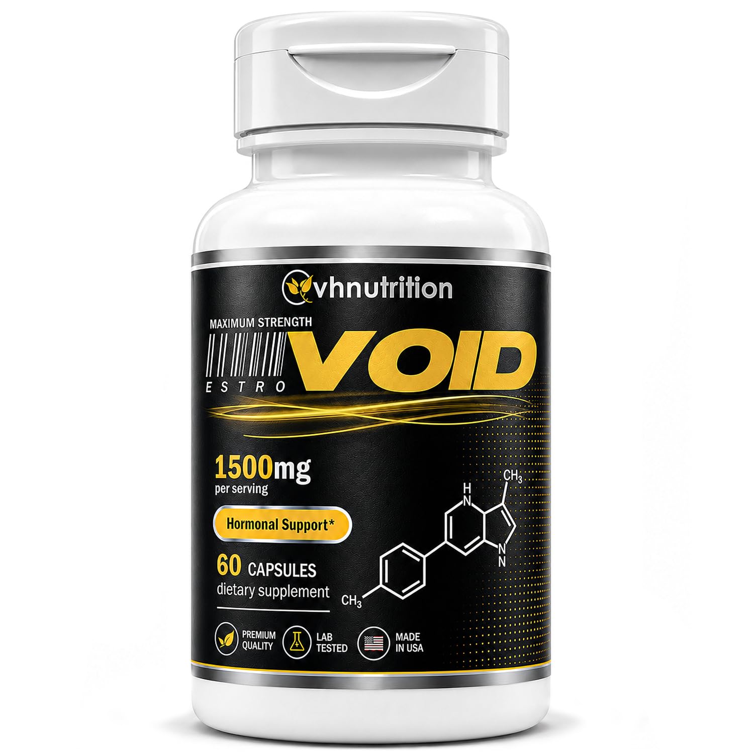 VH Nutrition ESTROVOID WY124; Estrogen Blocker for Men WY124; 1500mg Max Strength Natural Aromatase Inhibitor * W / DIM, Longjack, Ashwagandha, Eleuthero, Cordyceps, Rhodiola, & Panax Ginseng