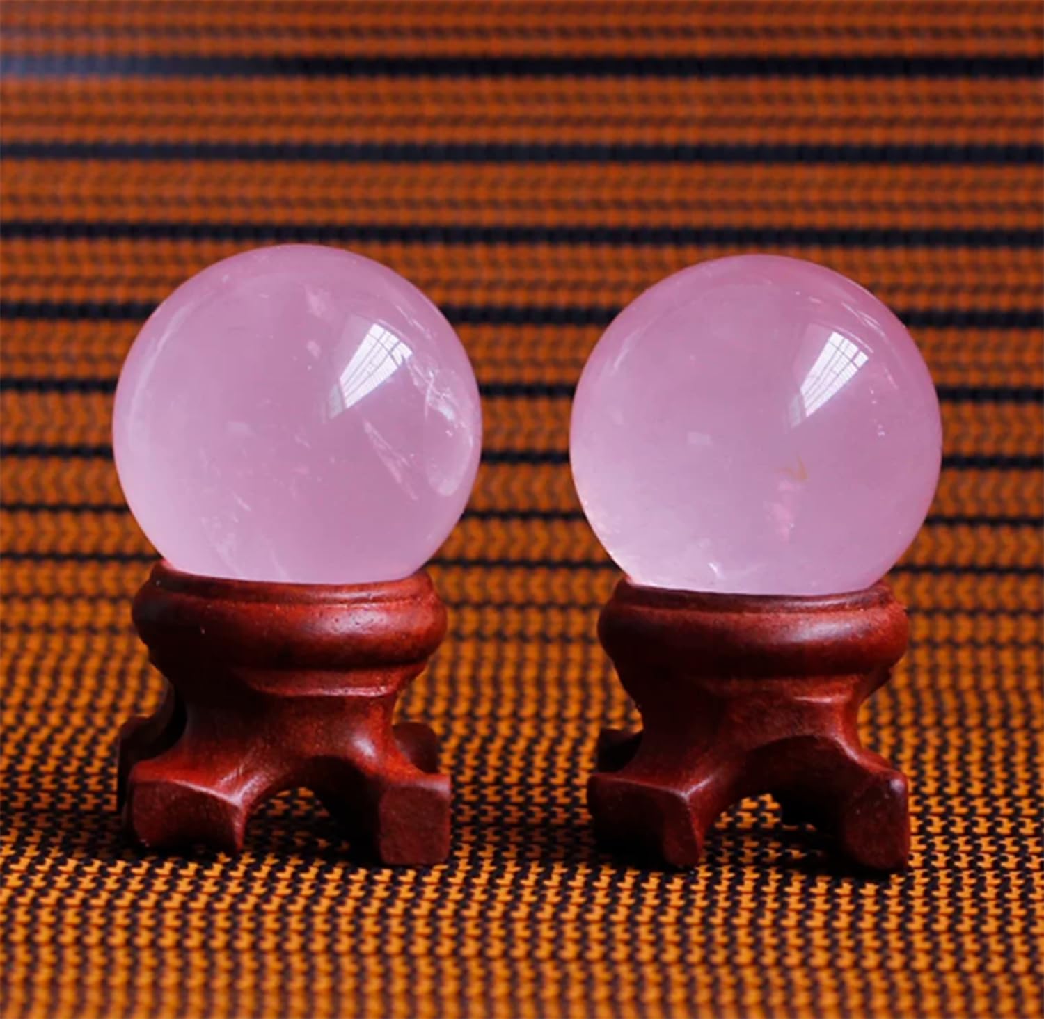 Bola de cristales de cuarzo rosa natural, esfera de gema curativa soporte