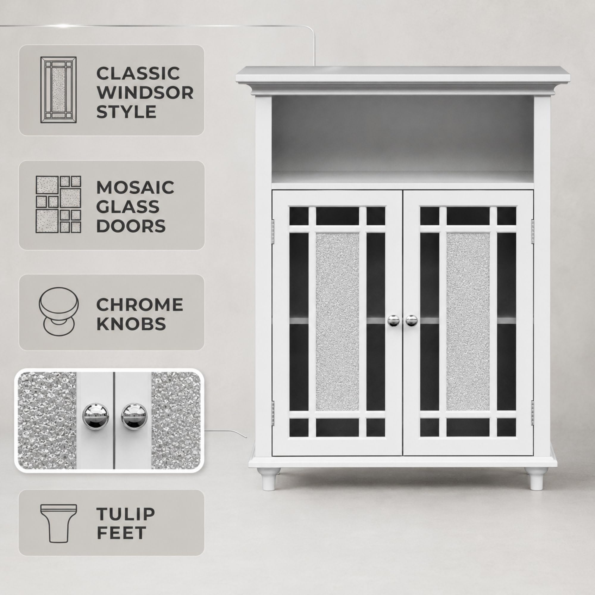 Teamson Home Placard de Rangement Meuble Bas de Salle de Bain Blanc Windsor ELG-529