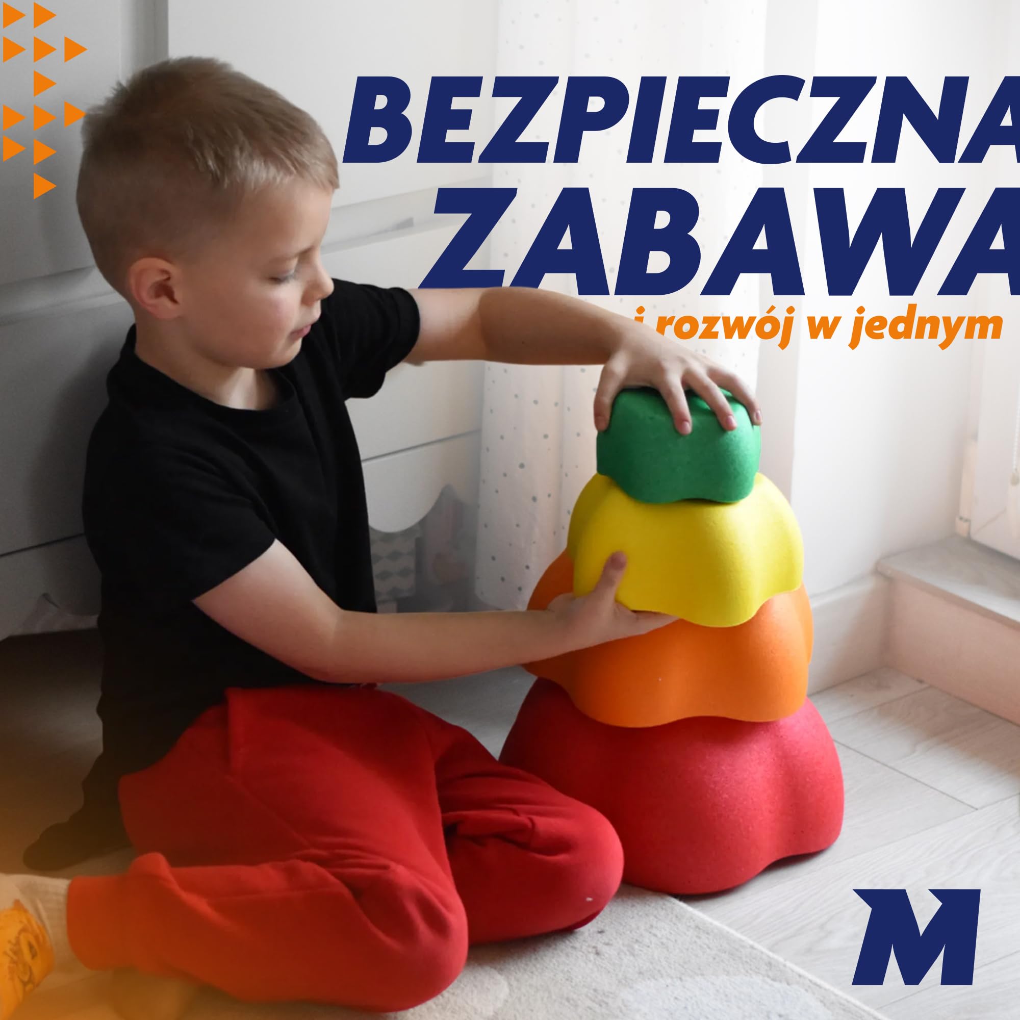 Rocks, sensoryczne kamienie do balansowania dla dzieci – zestaw 5 szt. – wytrzymałe, wspierają równowagę, motorykę i koordynację – do użytku wewnątrz i na zewnątrz,