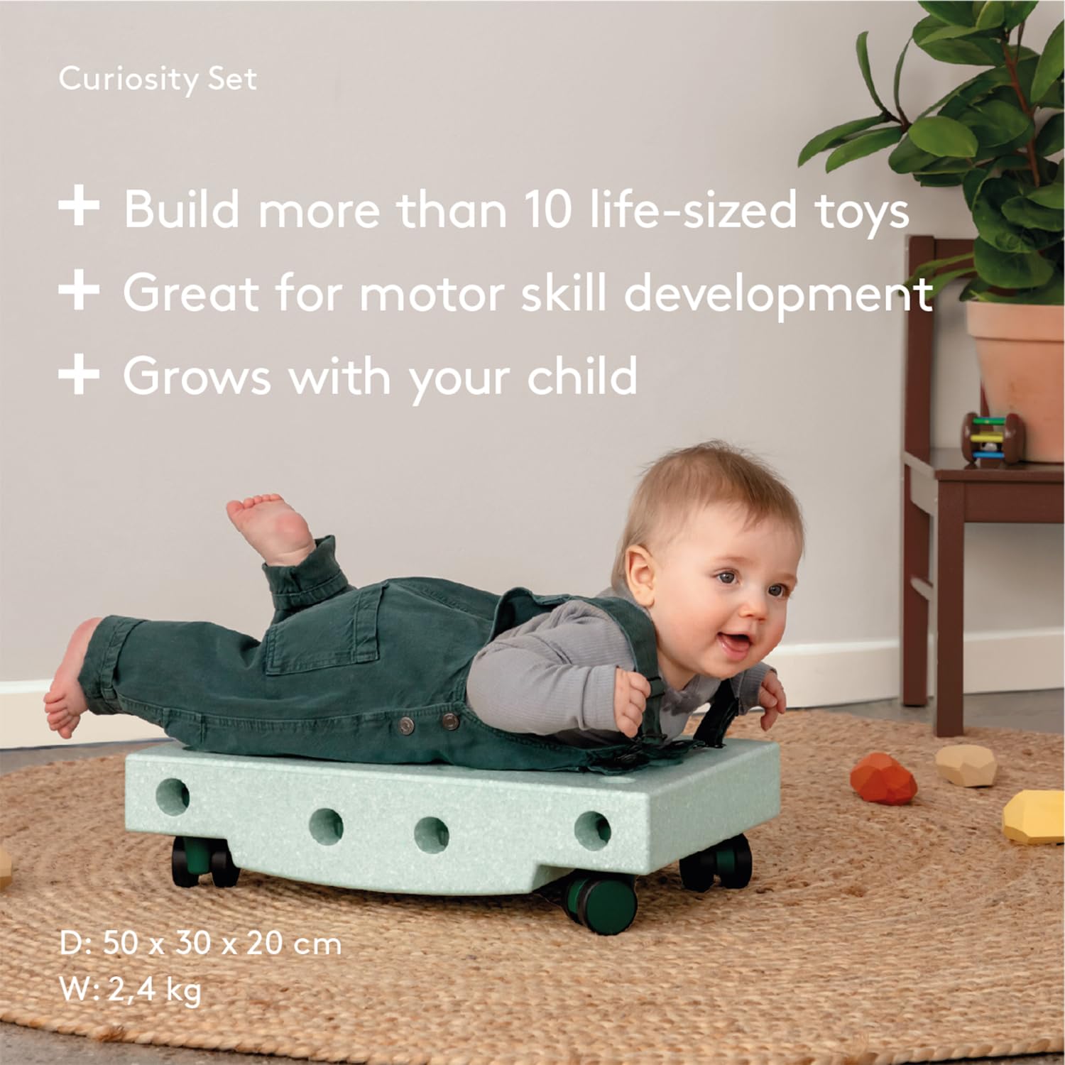 Modu Baukasten Starter-Set Playsystem Curiosity von 0-6 Jahren - Ocean Mint/Forest Green