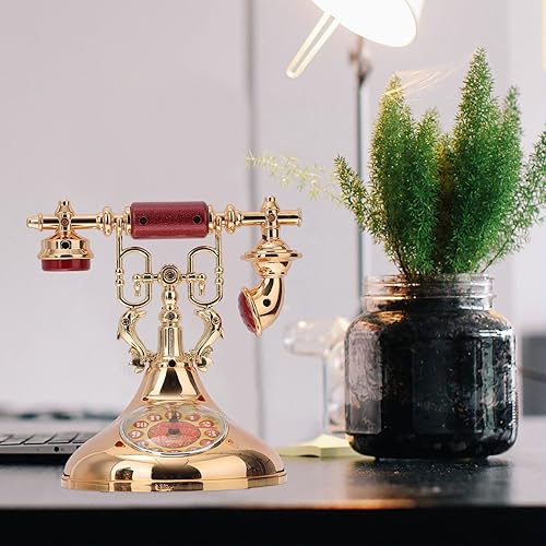 Miniatura 4 de IMIKEYA Reloj de teléfono vintage Reloj despertador vintage Teléfono antiguo Reloj de mesa Vintage Modelo antiguo giratorio