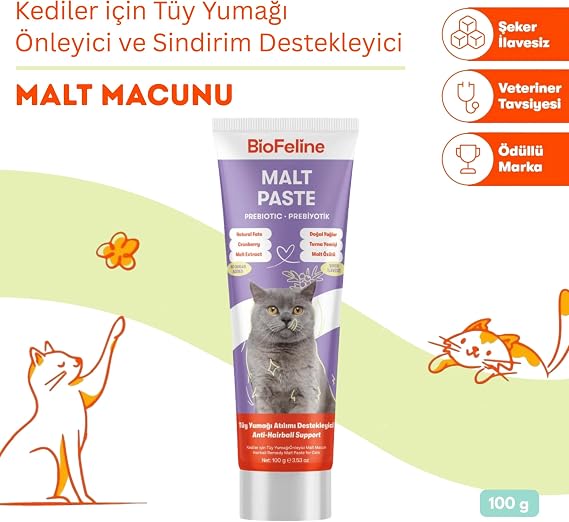 BioFeline Malt Paste 100 Gr (Kediler Için Tüy Yumağı Önleyici Malt Macunu