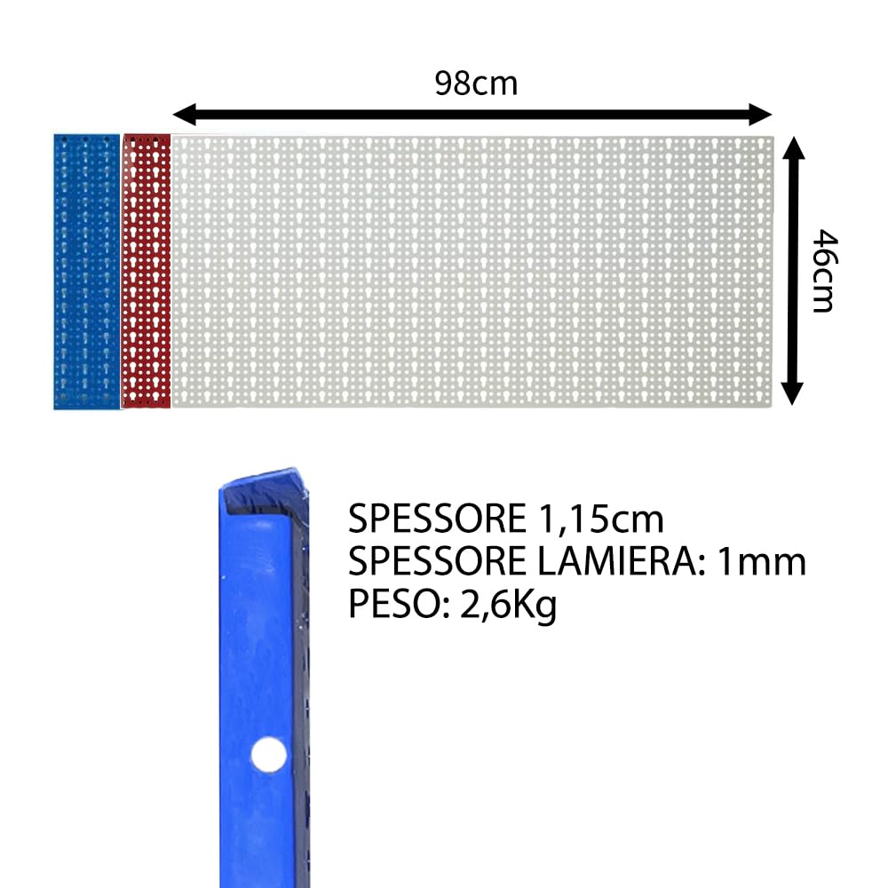 FERROELETTRA Pannello Portautensili 980x460mm in Lamiera Verniciata - Kit Ganci Incluso - Pannello Porta Attrezzi da Parete per Organizzazione Utensili - Parete Attrezzata Officina (1, Rosso)