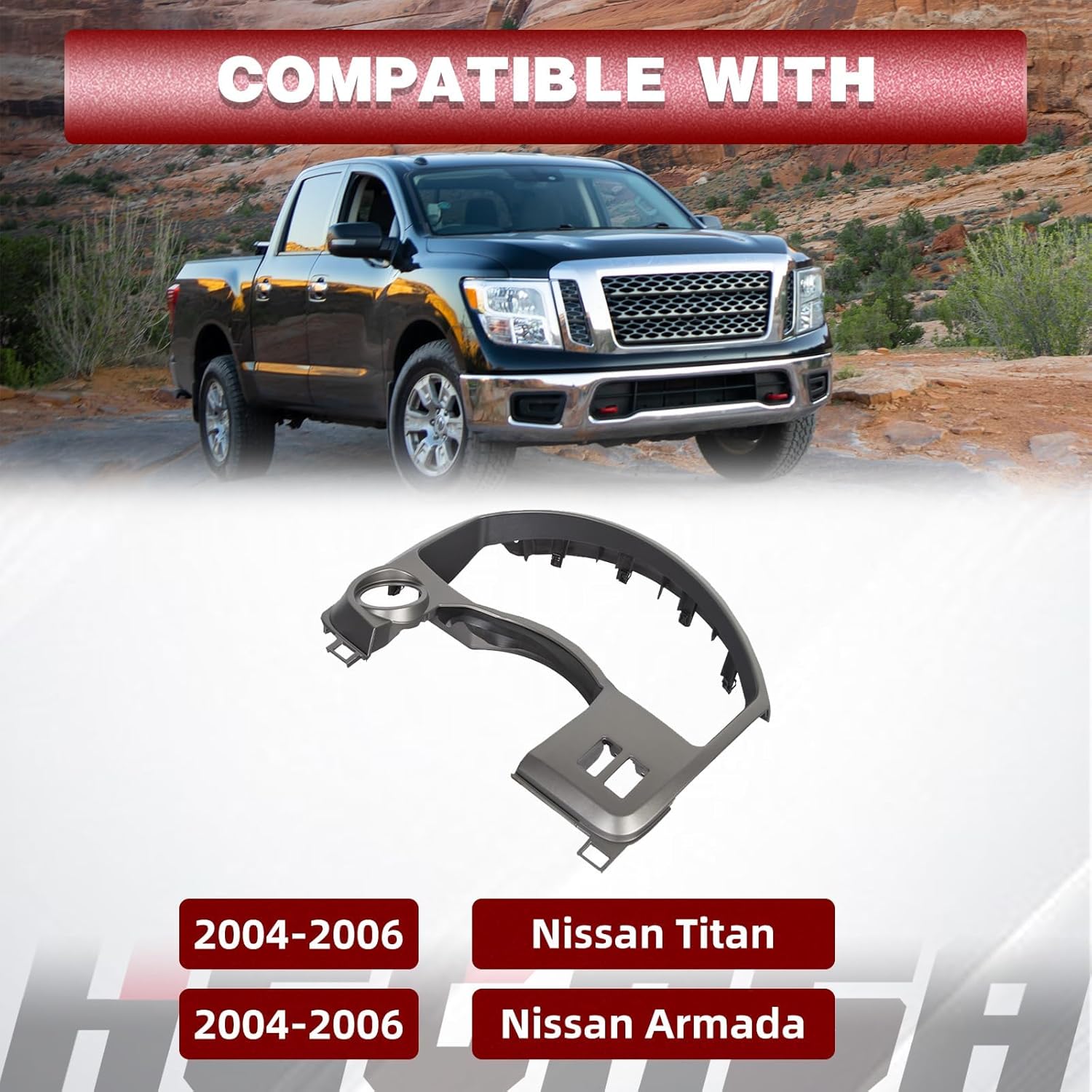 HECASA Instrument Cluster Dash Bezel Trim Compatible with Nissan 2004-2006 Titan Armada for Gauge Cover Dashboard Panel Replacement for 68240-7S000