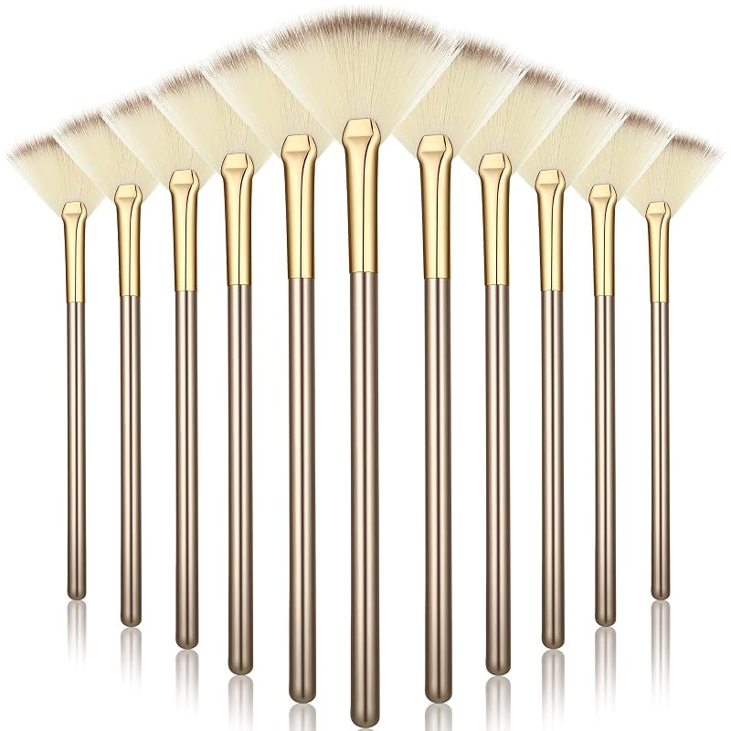 Ziliny 12 Pincéis Leque Faciais para Máscaras, Champagne