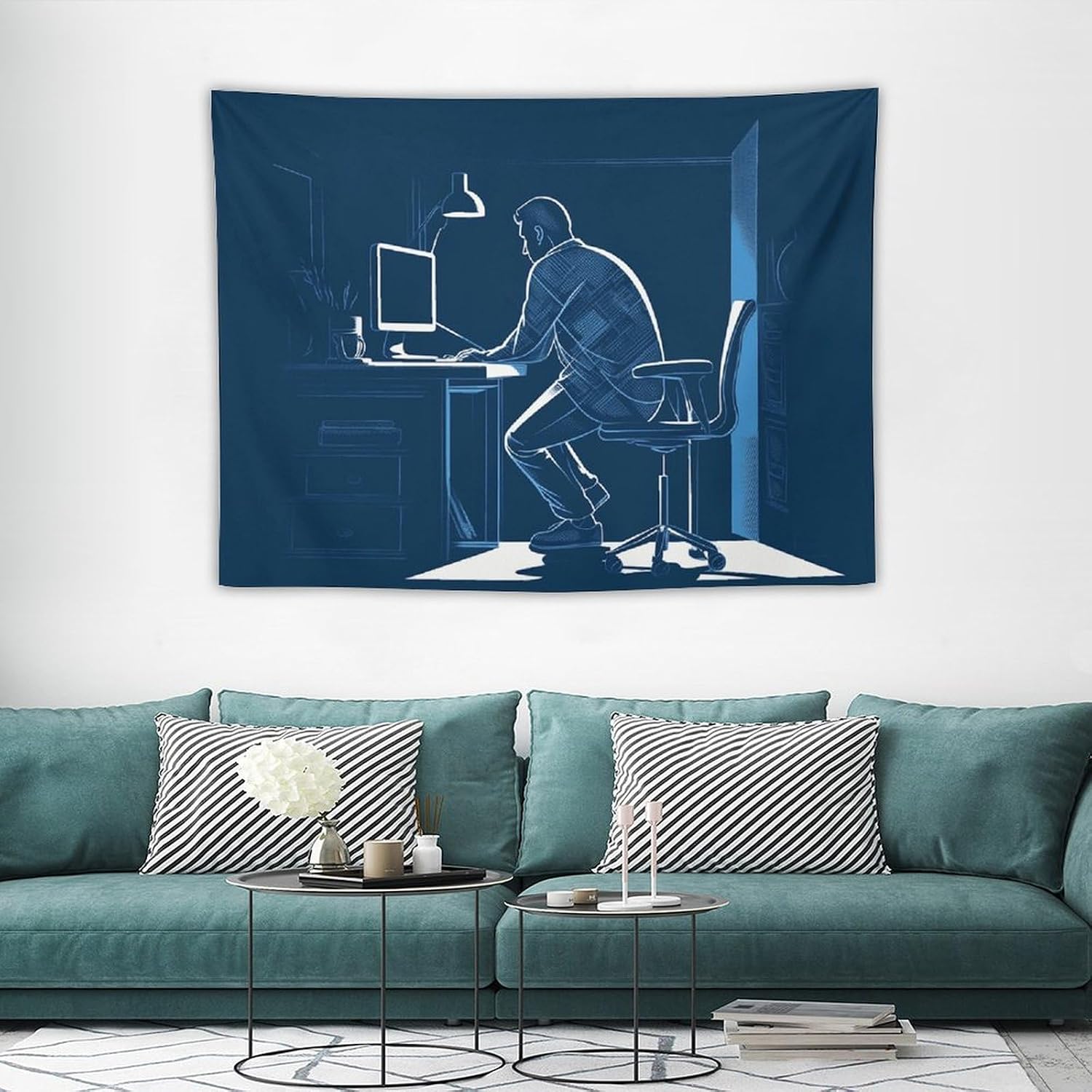 WSOIHFEC Tapestry Wide Wall Hanging Man Silhouette Tapestry Vintage Lightweight Wall Blanket Funny Tapestry Wall Art Home Decor Soft Mural for Bedroom Dorm Living Room 30"x40"