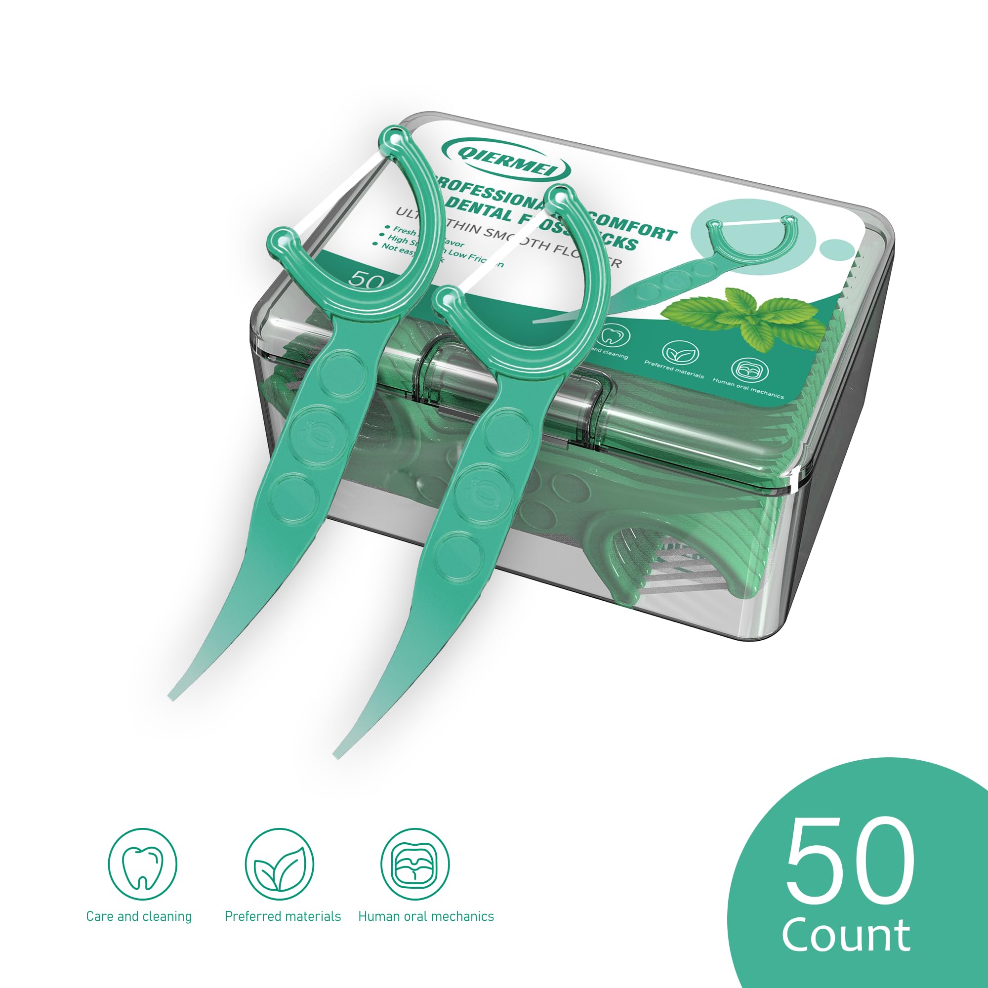 QIERMEI Professional Dental FlossPicks in Box Packing 50/150 /300 Counts (50)