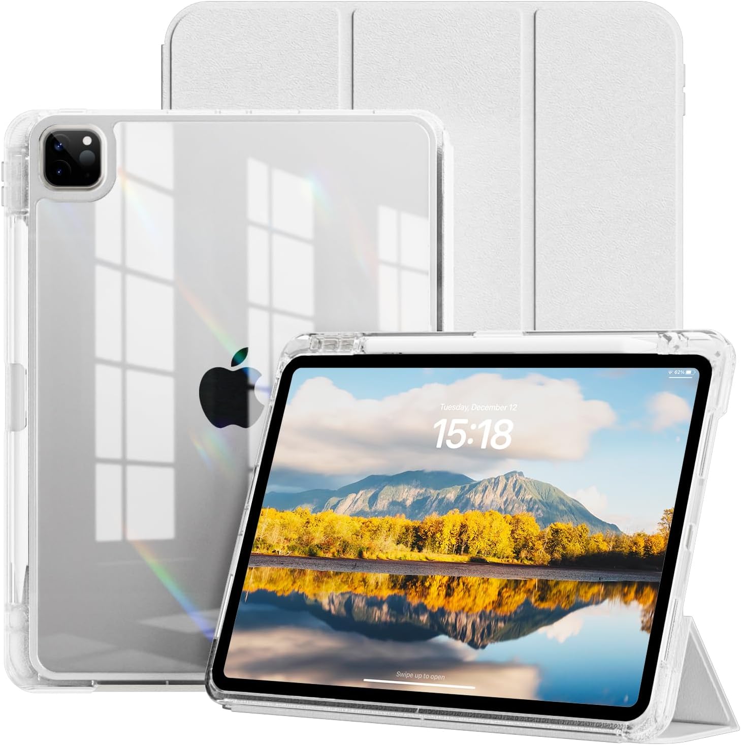 Case for iPad Air 13 Inch M3/M2 (2025/2024),iPad Pro 12.9 inch 2022/2021/2020 (6th/5th/4th Gen) | 2-in-1 Removable Clear Back Cover | Wireless Pencil Charging | Auto Sleep/Wake,Sky Blue