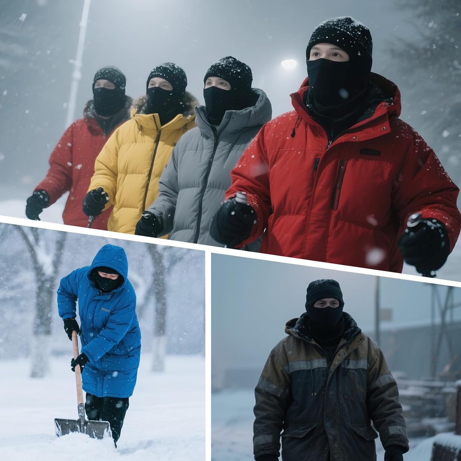 Xeoxarel Winter Face Mask, Thermal Balaclava, Cold Weather Windproof Full Face Cover, Fleece, Black - Image 2