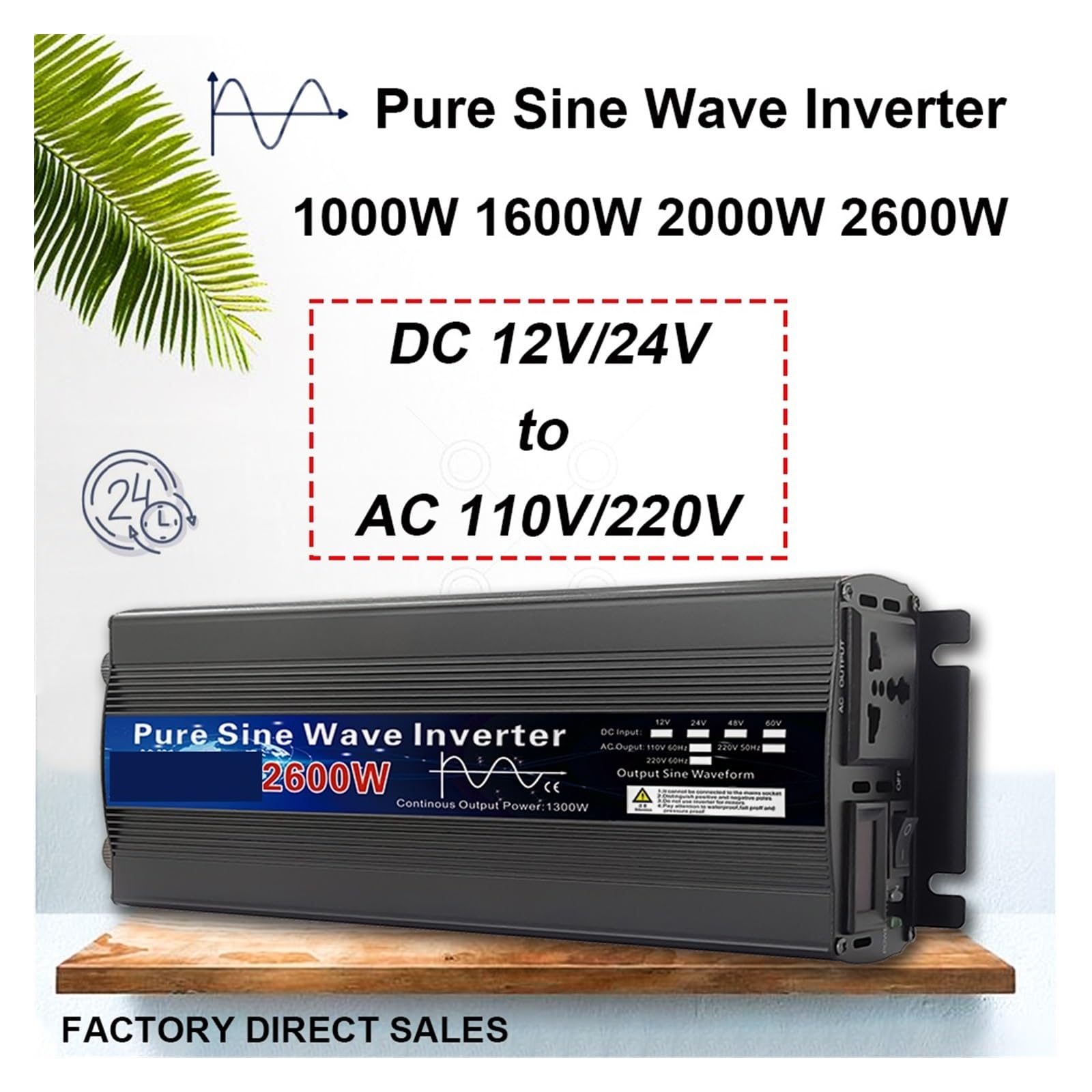 Czysta fala sinusoidalna falownik 12V 24V 110 220 1000w 2000w 2600w Inversor 12V 48V do 220 moc falownik solarny konwerter wyświetlacz LED(1000W,48V)