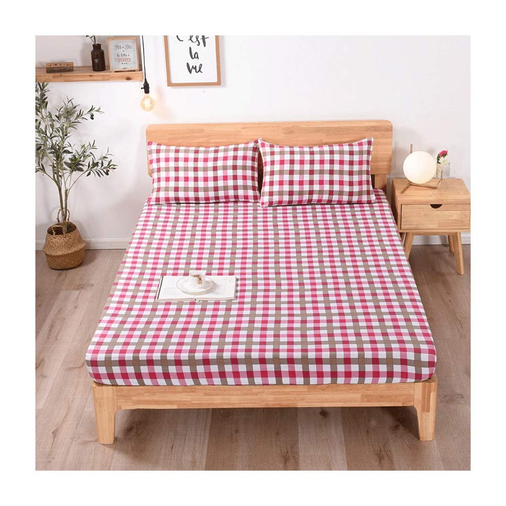 Drap housse coton BLUNOA rouge | Bonnet 25 cm | Lit 200x220 cm