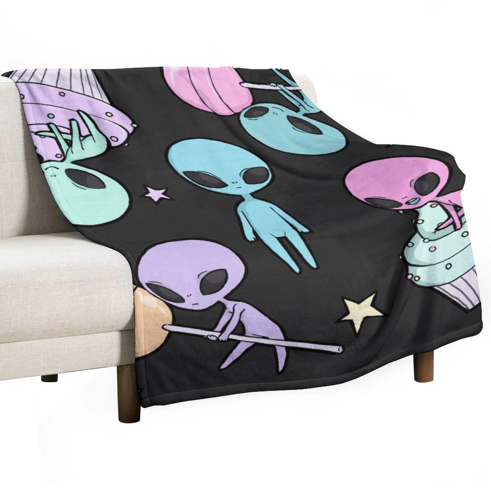 Hxwokrum Flannel Blanket, Alien Throw Blanket for Couch Sofa Bed Office, Soft And Comfortable Without Pilling