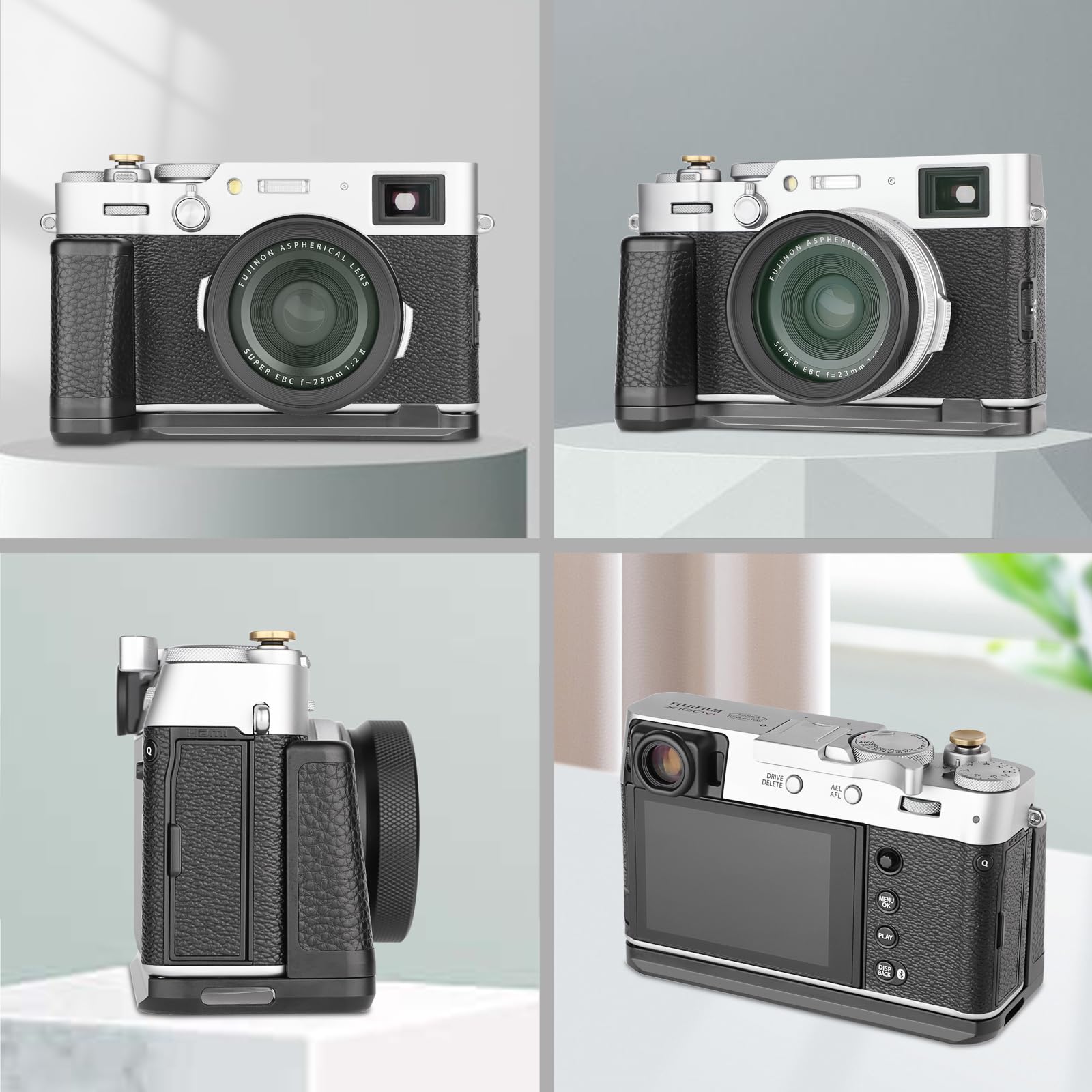 Haoge Impugnatura per fotocamera Fujifilm Fuji X100VI a forma di L, per Arca Swiss Kirk RRS Staffa per fotocamera a sgancio rapido HG-XVIB