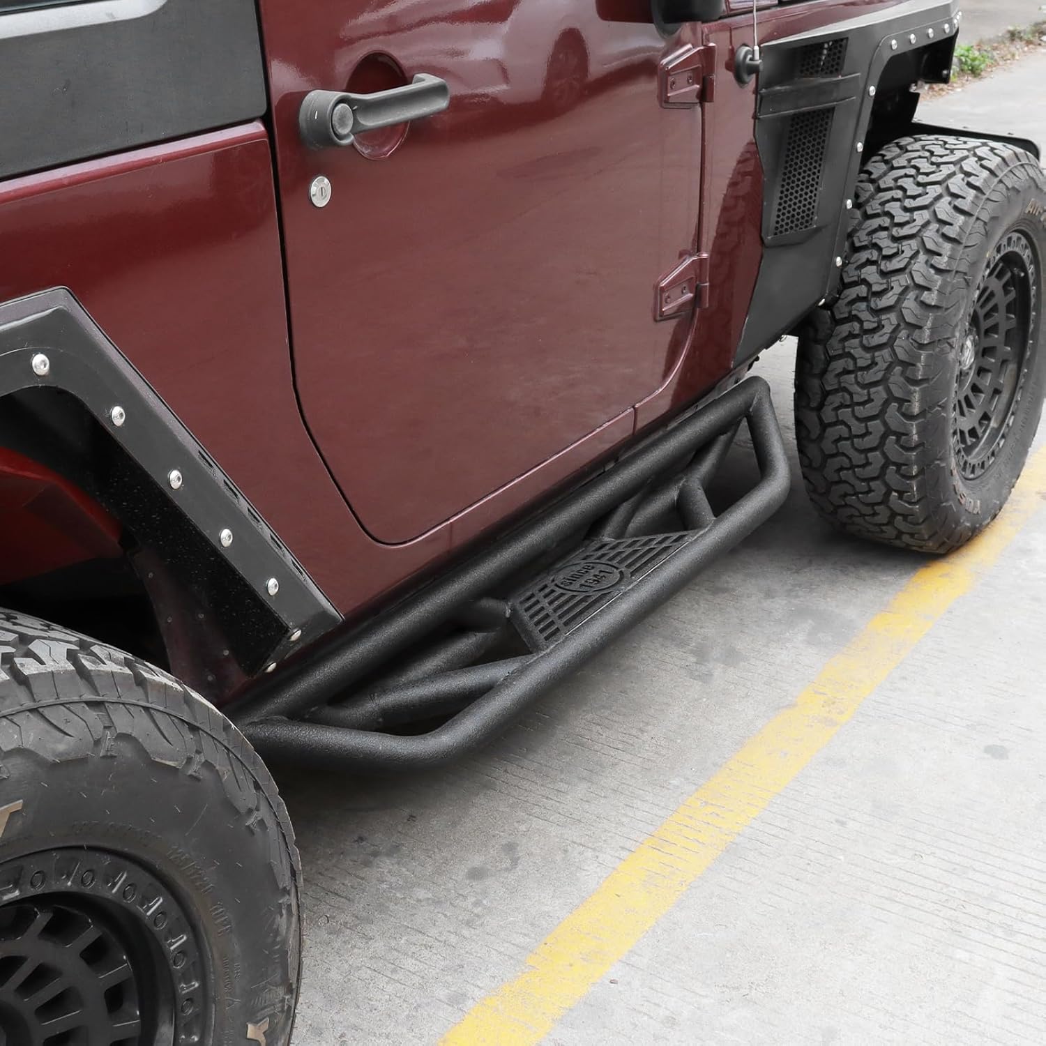 Running Boards & Steps Nerf Bars Compatible with 2007-2018 Jeep Wrangler JK 2 Doors, Off-Road Heavy-Duty Steel Nerf Bars Side Steps Plates Rock Sliders Rails Textured Black (2pcs)