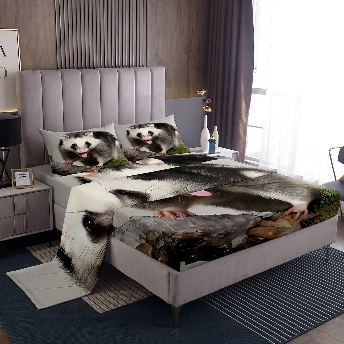 Opossum ベッドシーツ クイーンサイズ ポッサムボックスシーツ キッズ 男の子 女の子 ティーン 大人 オポッサム愛好家 ギフ