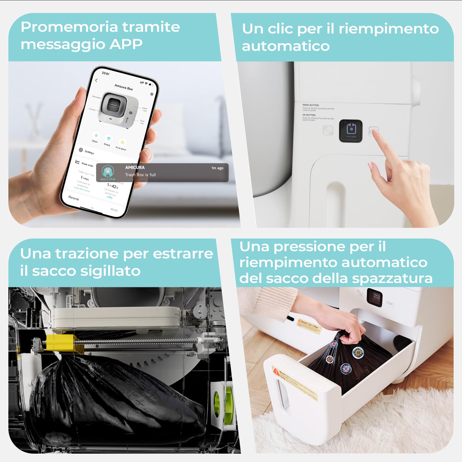 Amicura Cura3 Lettiera Gatto Autopulente Ricariche Sacchetti Biodegradabili Autosigillanti (2 Pezzi) - Compatibile Esclusivamente con Lettiera Autopulente Cura3