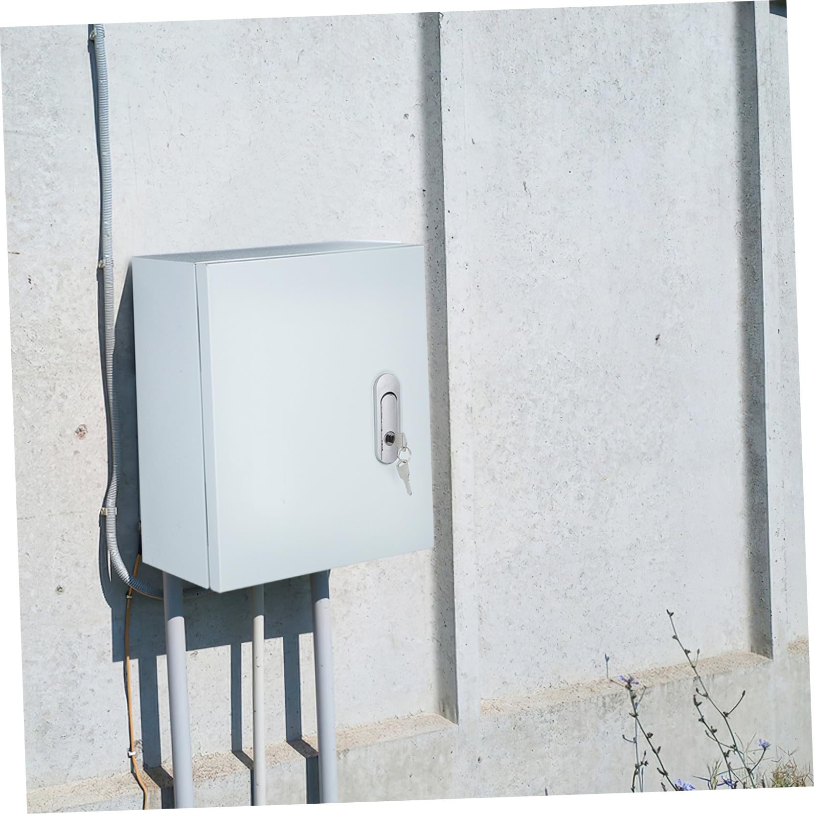 Armadietto Elettrico da Muro in Acciaio Inox Bianco per Controllo | Cassetta Elettrica da Esterno, Sportello Incernierato Serratura Lunga, Struttura Rinforzata per Componenti