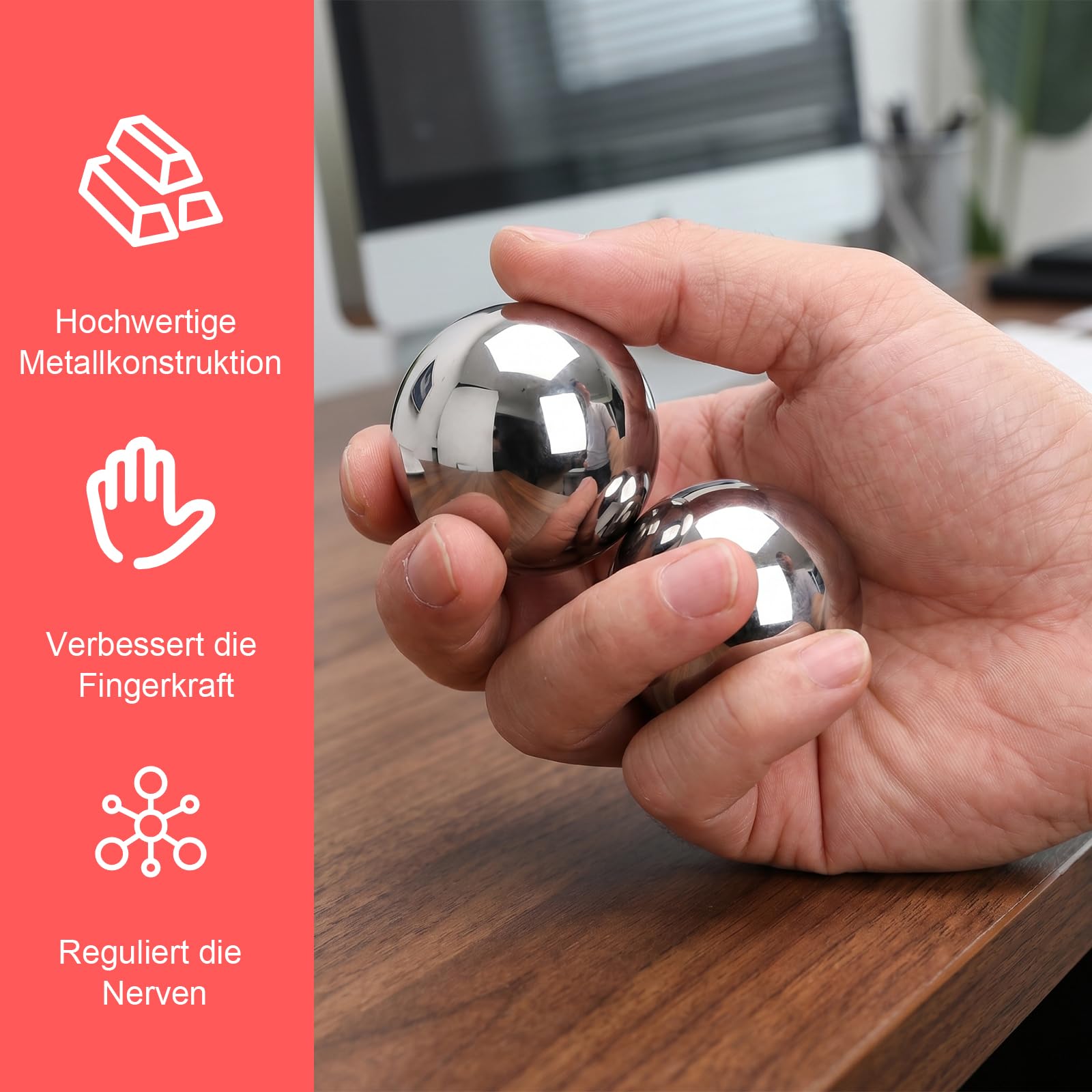 Qi Gong Bolas de metal de 38 mm, bolas de sonido para relajación y meditación, bolas de entrenamiento Qi Gong para principiantes y personas mayores, agradable bola de sonido con caja de