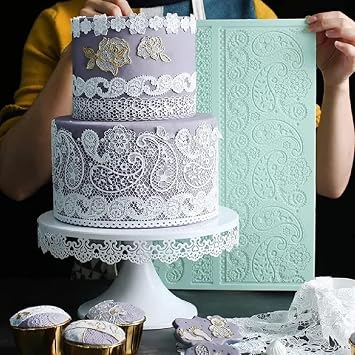 Paisley Lace Silicone impression Mat fondant imprint lace mat Cake candy Decorating Supplies Pastry gumpaste Sugar Paste Baking Mould edible floral lace wedding Craft Diy Clay Epoxy Resin Mold