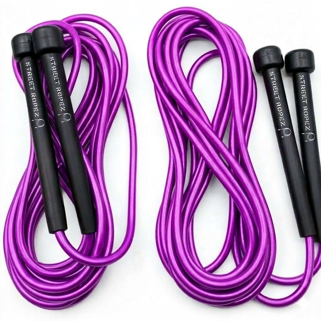 Street Ropez Royalty Double Dutch Jump Ropes (Set of 2) Purple, Perfect Length 14 Feet, Tangle-Free, Heavy Weight No Need for Doubling, for Beginning and Advanced Jumpers + Free Storage Bag