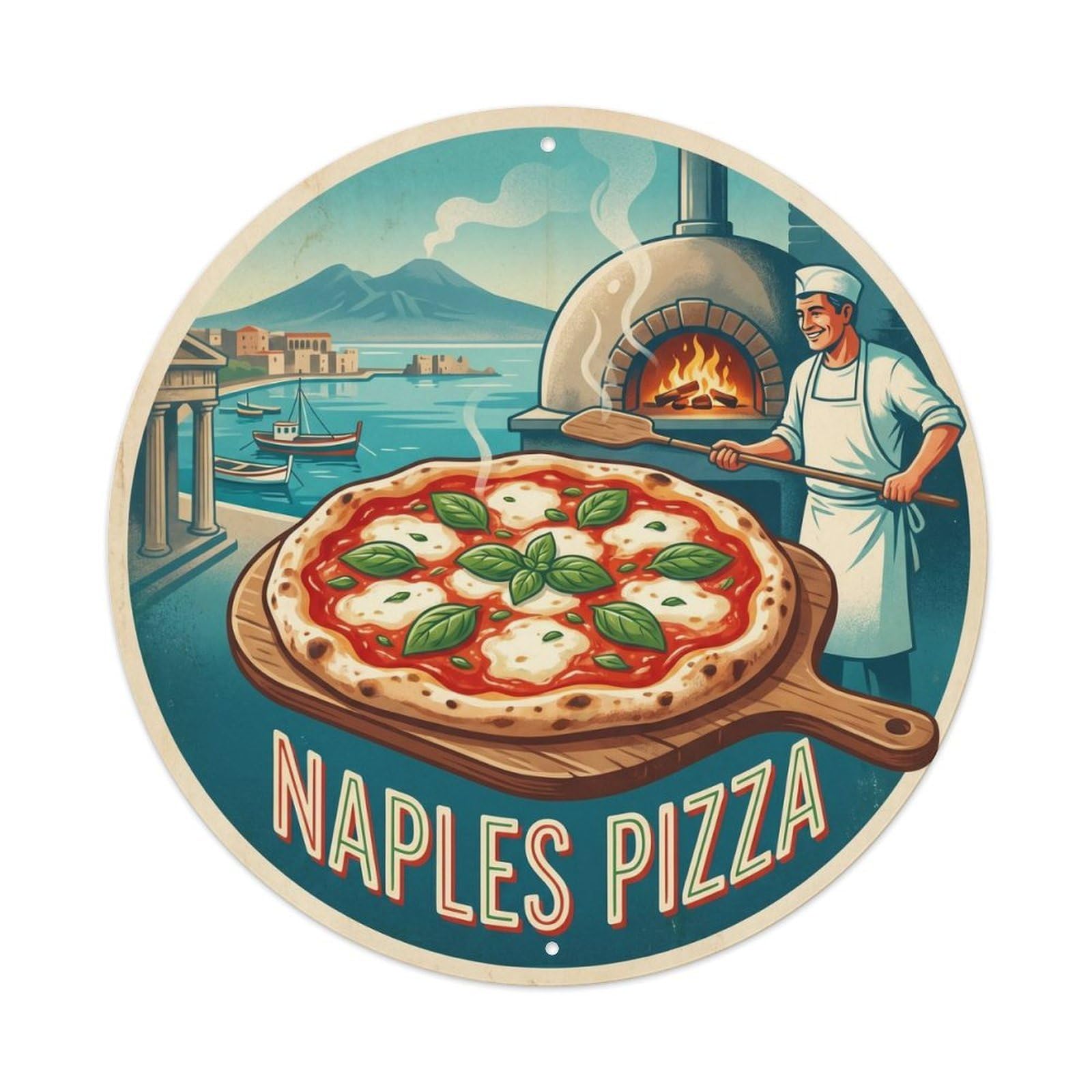 Pizza Naples Italy Heritage Food Travel Retro Metal Tin Sign