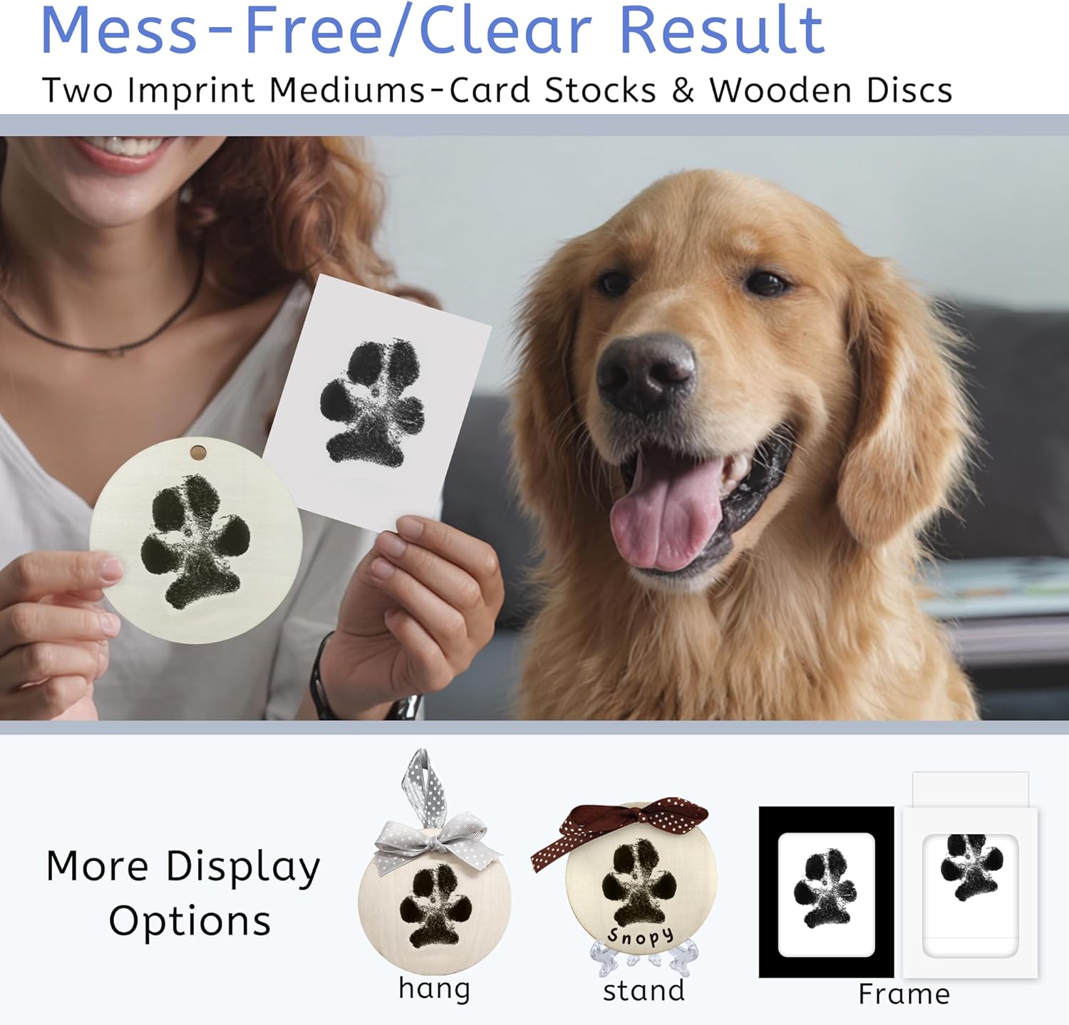 Inkless Pet Paw Print Kit,Dog Nose Print Kit,Ink Paw Print Ornament for Dogs Cats,Clean Touch Ink Pad,Mess Free,Pawprints Memorial Keepsakes,Pets Paw Print Impression Kit-4 Pack - Image 5