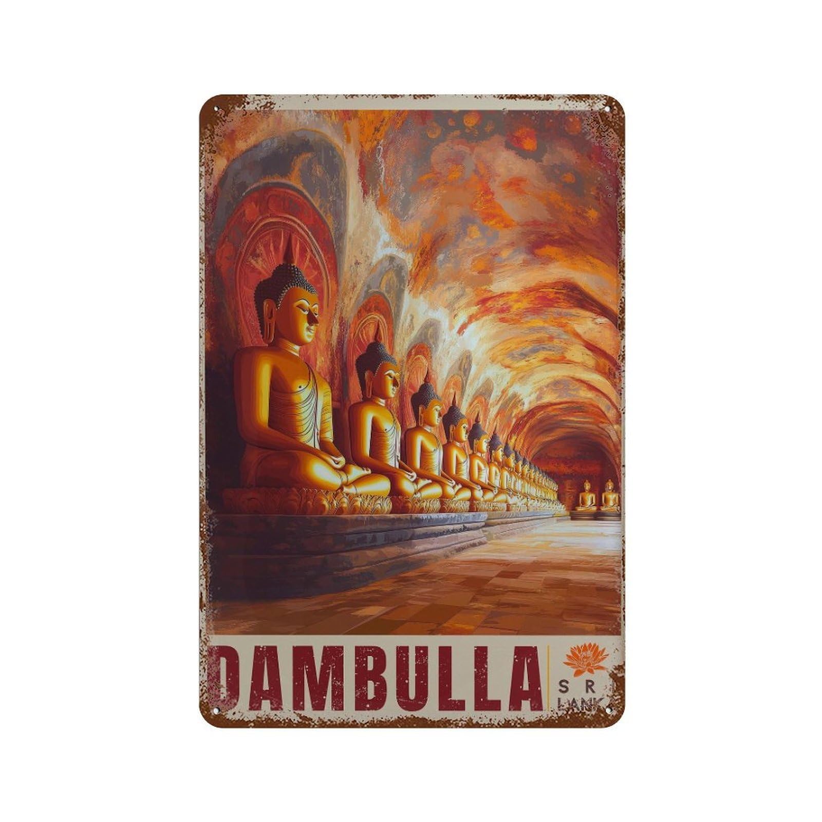 xiaoxiaoshen Dambulla Cave Temple Sri Lanka Travel Wall Decor Art Metal Tin Poster Modern Home Decor Art Home Bar Shop Decorations Vintage Sign 30x20cm