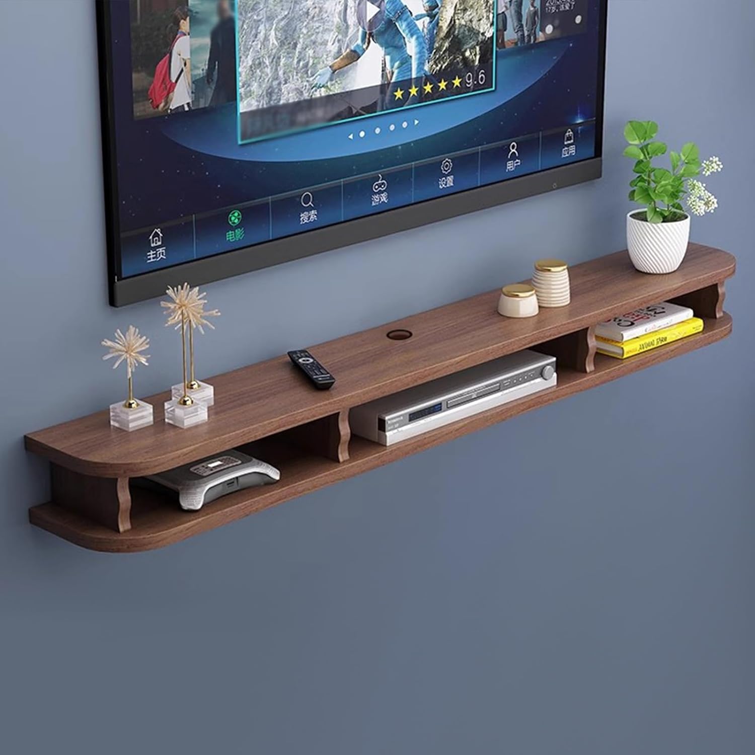 Tv Stand, Television Stands, Tv Stands for Living Room, Wood Tv Stand, Wall Mounted Entertainment Center, Floating Shelves Storage Cabinet, for Bedroom Livingroom(White,100cm/40in)