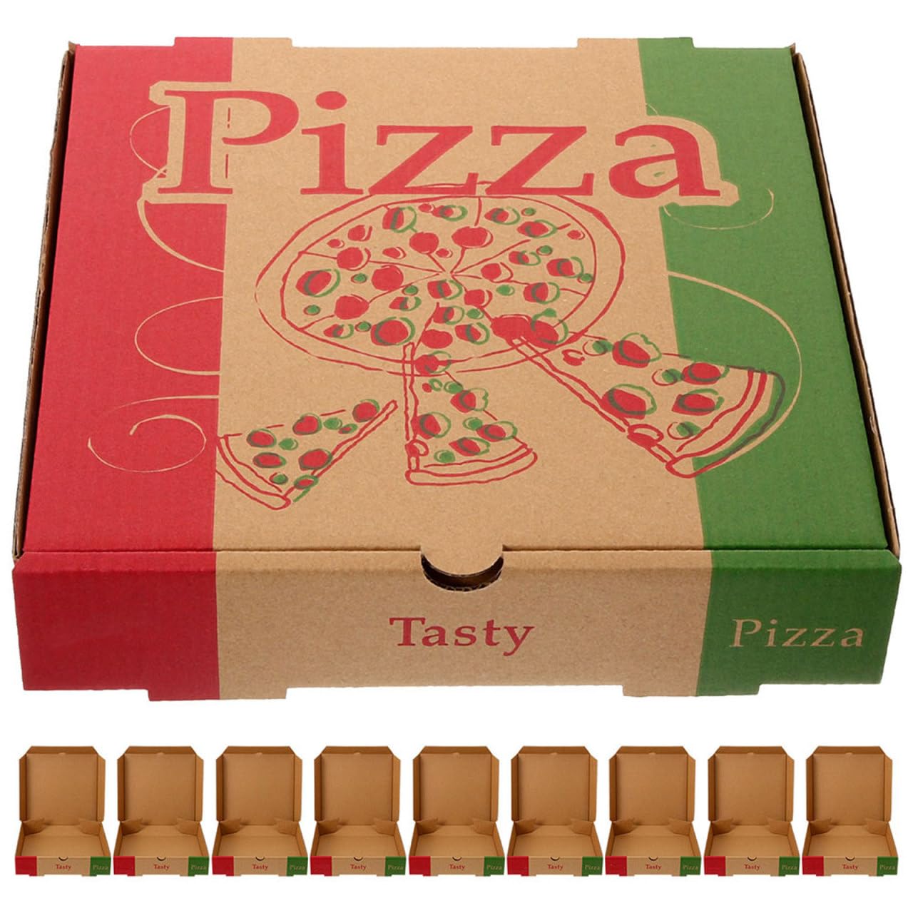 PRETYZOOM Lot de 10 boîtes à pizza vides en papier épais - Boîte de transport