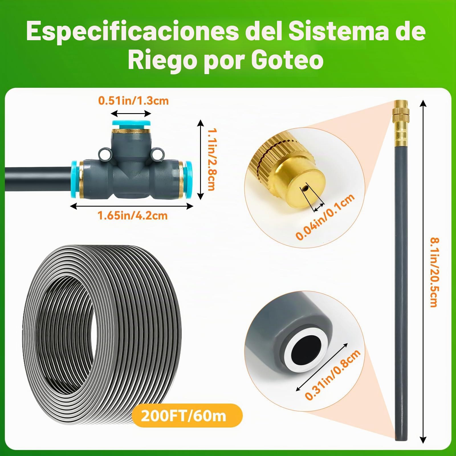 60m Sistema De Riego Para Jardines, Sistema De Riego Automático Para Jardines De 360°, Sistema De Riego Para Jardines, Adecuado Para Plantas Ornamentales, Macizos De Flores, Jardines