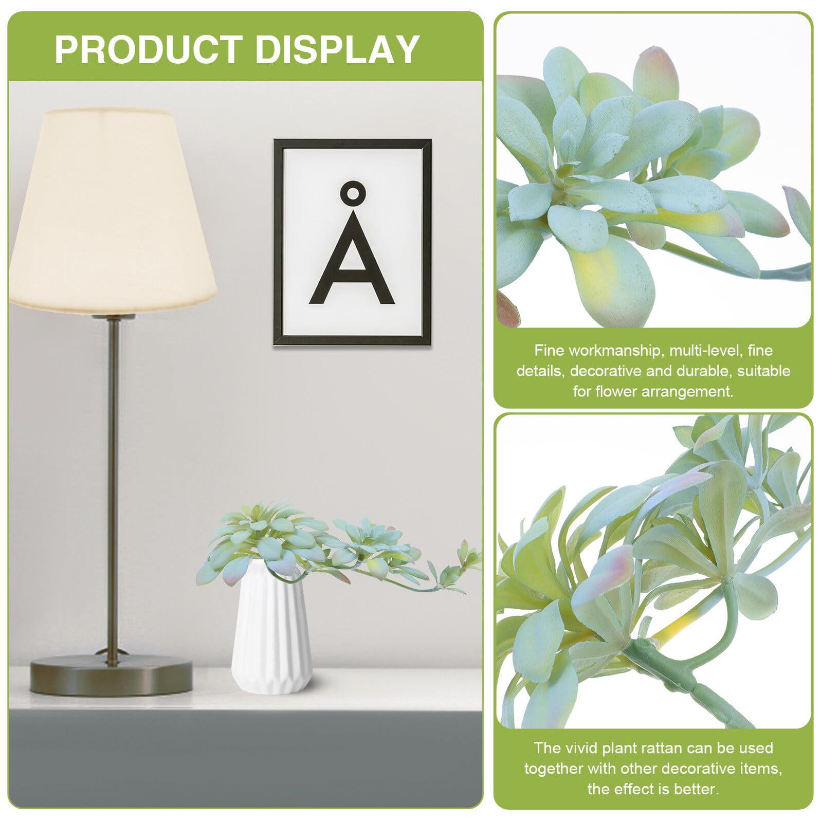NUOBESTY Plante Artificielle Succulente 27 Cm en Rotin Plastique Léger Résistance Intérieure Décoration de Salon Suspendue Accessoire Décoratif Polyvalent