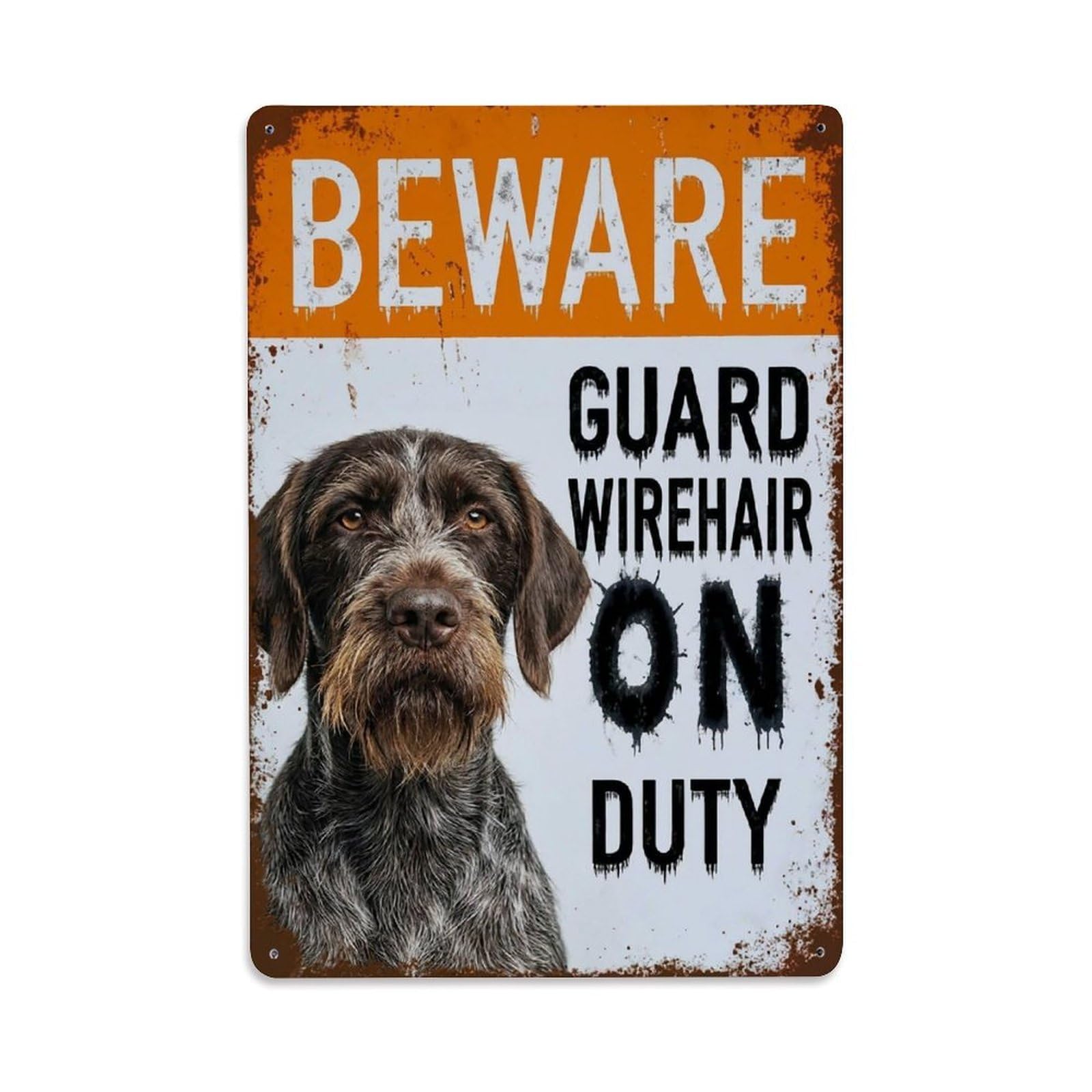 Vintage Funny Wirehair Pointer Guard Beware of Dog Patio Metal Tin Sign Plaque Wall Decor for Cafe, Club Bar, Office, Garden Metal Poster 8x12Inch